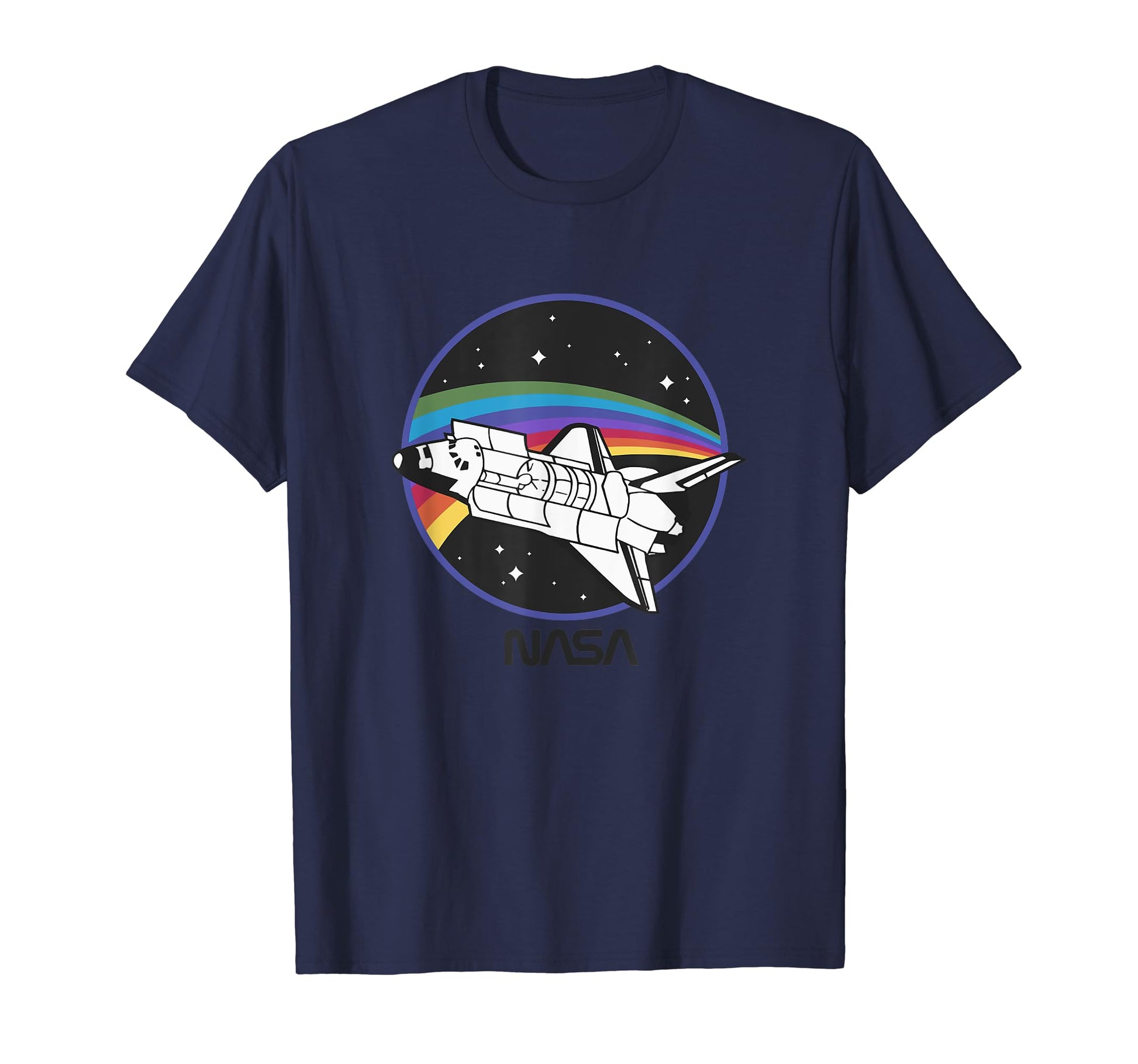 Nasa Space Shuttle Rainbow Color Badge T-Shirt - Fun Novelty Design Unisex - T-Shirt, Sweatshirt, Hoodie