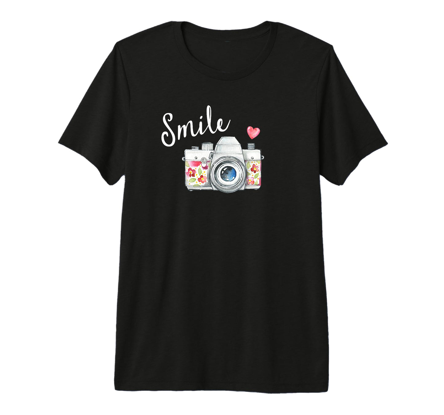 Camera Smile Flower Tri Blend T-Shirt - Custom Art Print for Adults - T-Shirt, Sweatshirt, Hoodie