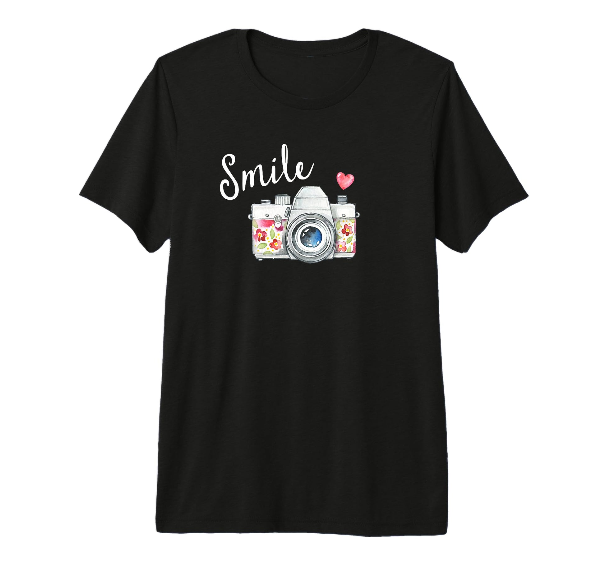 Camera Smile Flower Tri Blend T-Shirt - Custom Art Print for Adults - T-Shirt, Sweatshirt, Hoodie