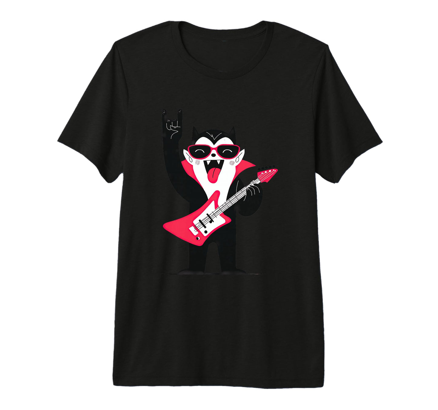 Vampire Cat Rock Music Fun Vibes T-Shirt - Trendy Graphic for Adults - T-Shirt, Sweatshirt, Hoodie