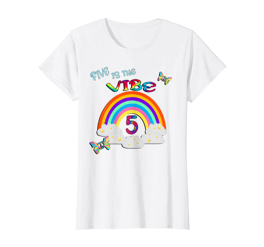 5Th Birthday Rainbows Five Birthday T-Shirt - Fun Novelty Design Unisex - T-Shirt, Sweatshirt, Hoodie