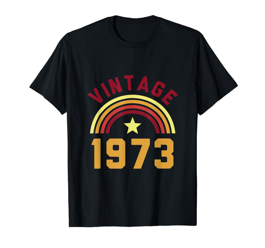 1973 50Th Birthday Rainbow Star T-Shirt - Novelty Apparel Men Women - T-Shirt, Sweatshirt, Hoodie