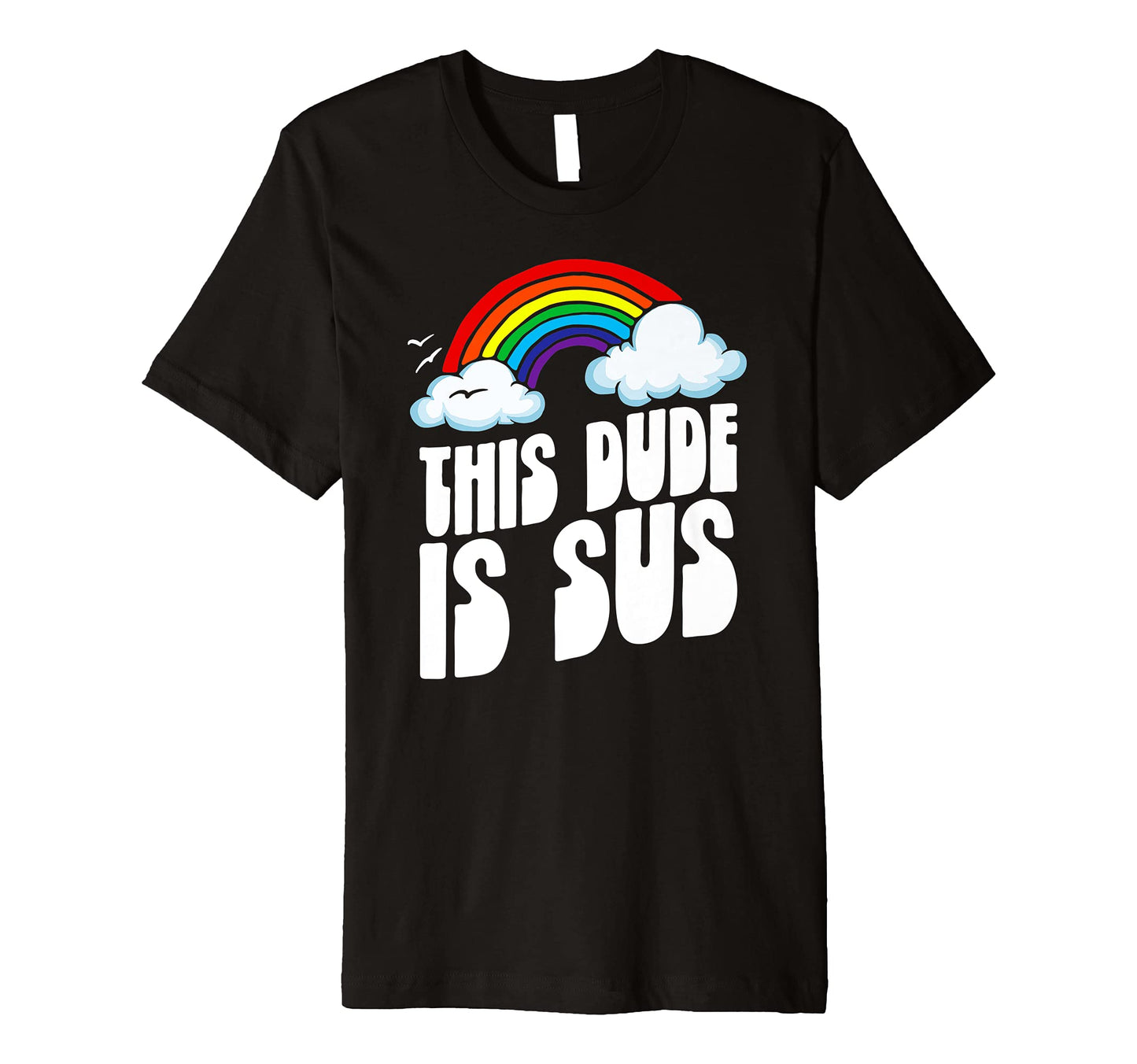 This Dude Is Sus Funny Rainbow T-Shirt - Unique Graphic Men Women - T-Shirt, Sweatshirt, Hoodie