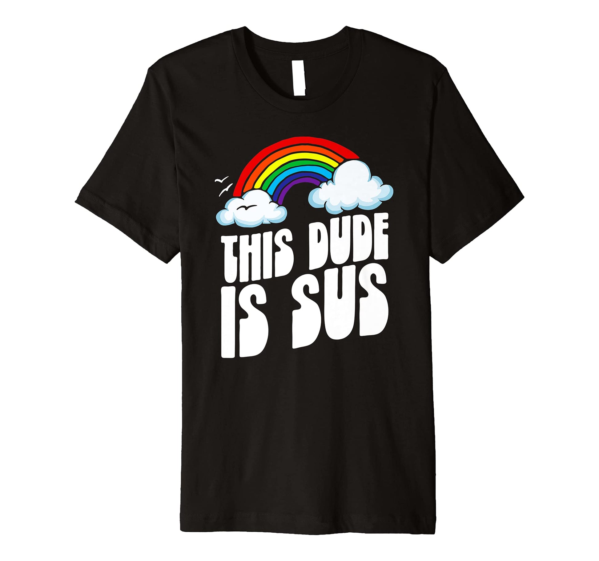 This Dude Is Sus Funny Rainbow T-Shirt - Unique Graphic Men Women - T-Shirt, Sweatshirt, Hoodie