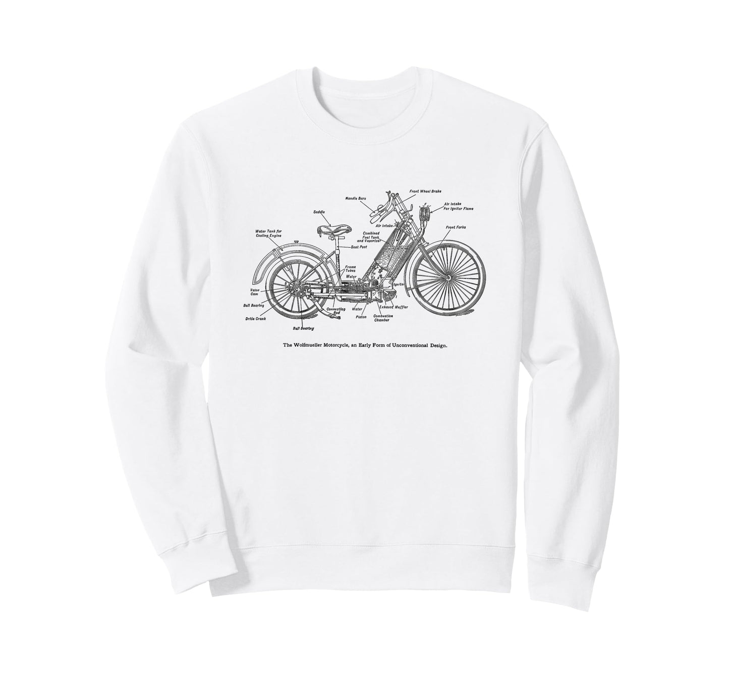 Wolfmueller Motorcycle Diagram Sweatshirt - Aesthetic Graphic Unisex - T-Shirt, Sweatshirt, Hoodie