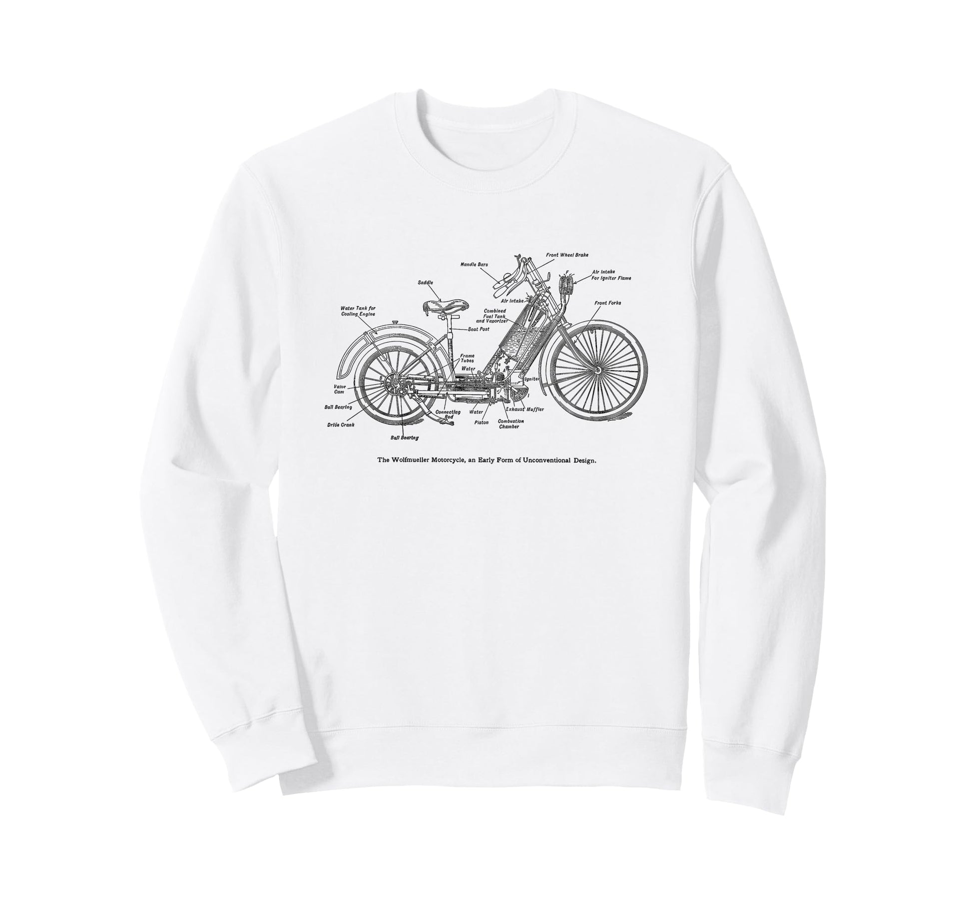 Wolfmueller Motorcycle Diagram Sweatshirt - Aesthetic Graphic Unisex - T-Shirt, Sweatshirt, Hoodie