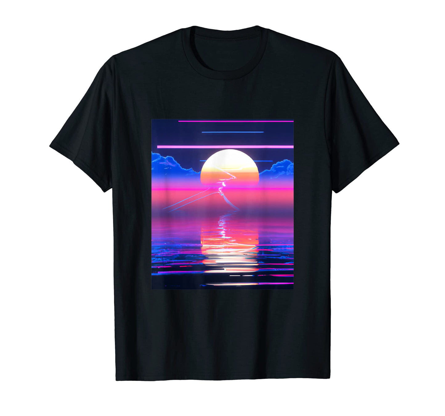Vaporwave Sun Synthwave Sunset Aesthetic T-Shirt - Graphic Print Men Women - T-Shirt, Sweatshirt, Hoodie