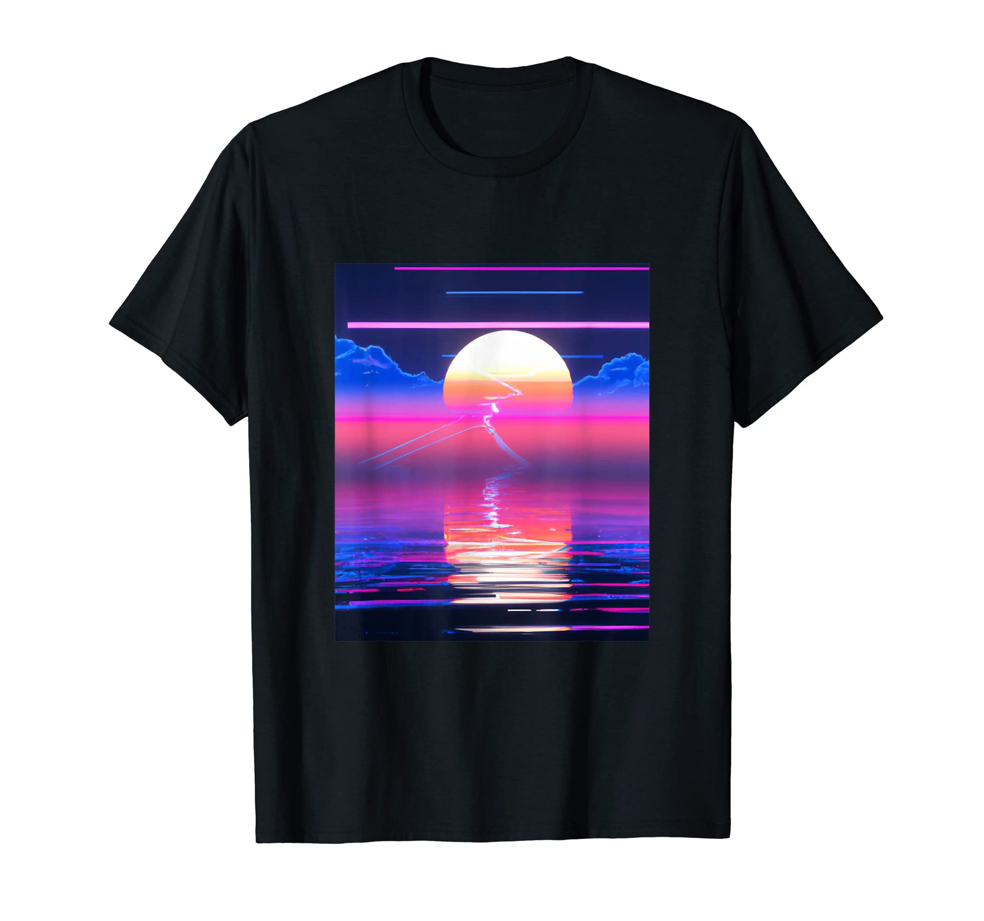 Vaporwave Sun Synthwave Sunset Aesthetic T-Shirt - Graphic Print Men Women - T-Shirt, Sweatshirt, Hoodie