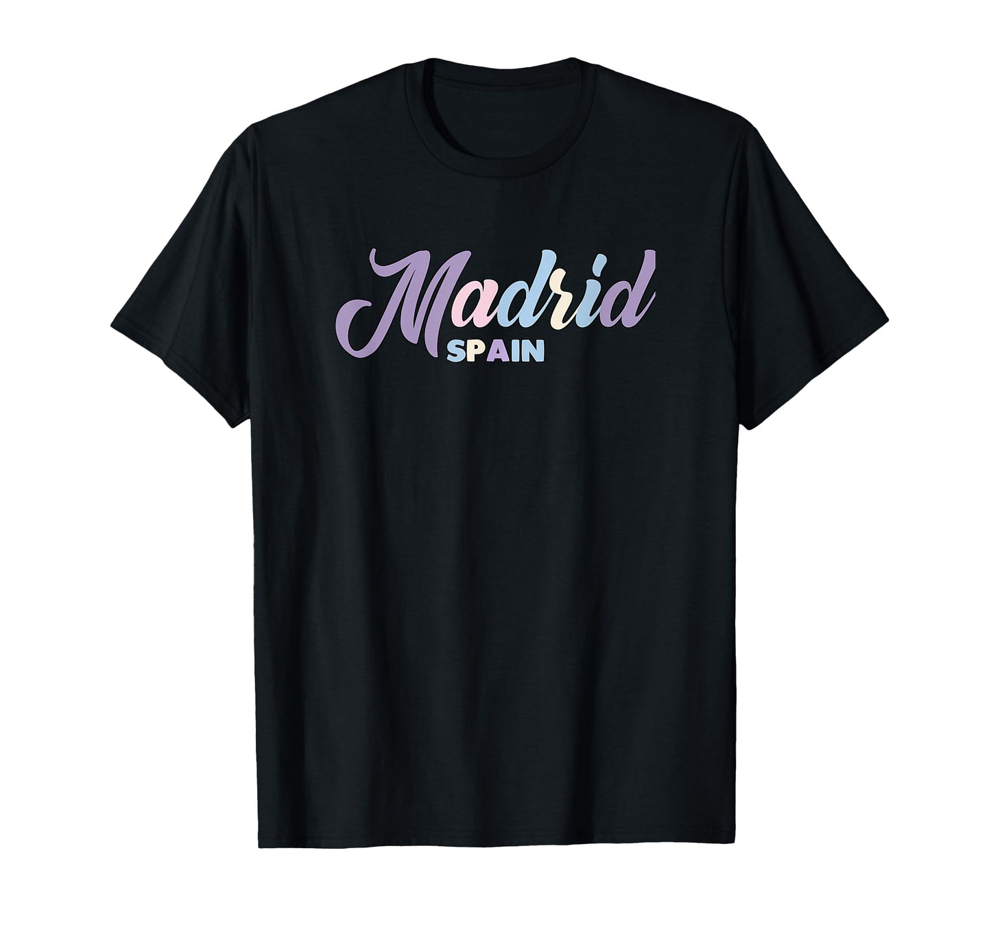 Madrid Spain Pastel Vibe Typography T-Shirt - Unique Graphic Unisex - T-Shirt, Sweatshirt, Hoodie