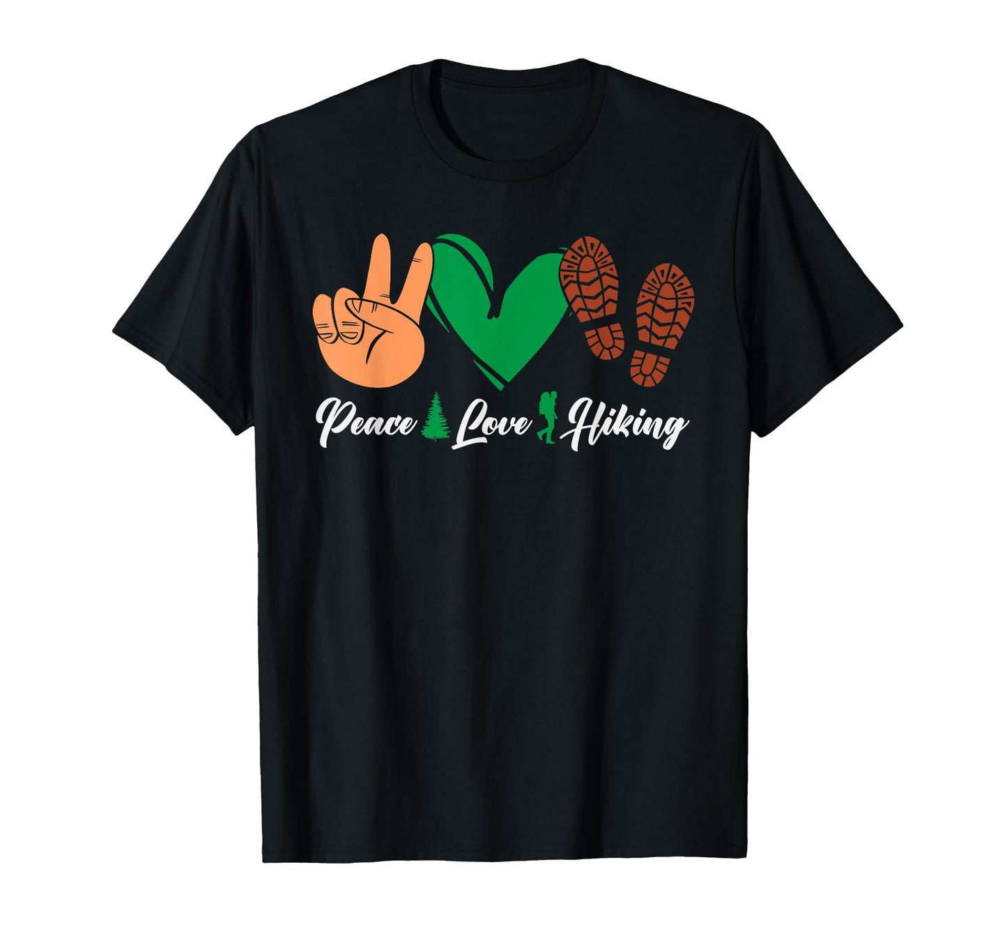 Female Hiker Heart Peace Love Hiking T-Shirt - Minimalist Print for Adults - T-Shirt, Sweatshirt, Hoodie
