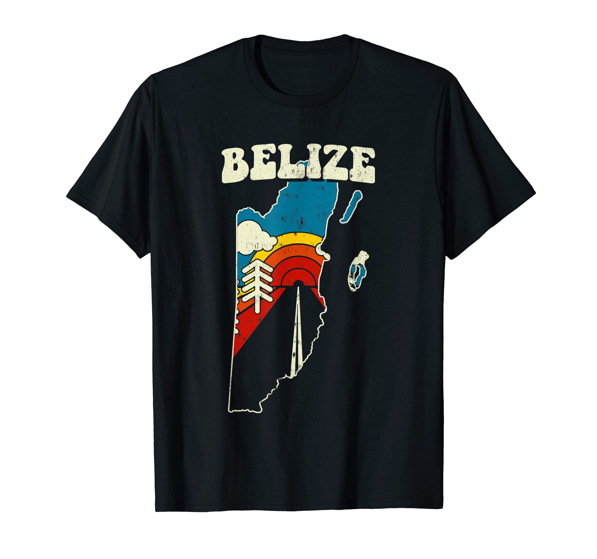 Belize Belizian Country Rainbow 70S T-Shirt - Aesthetic Graphic Men Women - T-Shirt, Sweatshirt, Hoodie