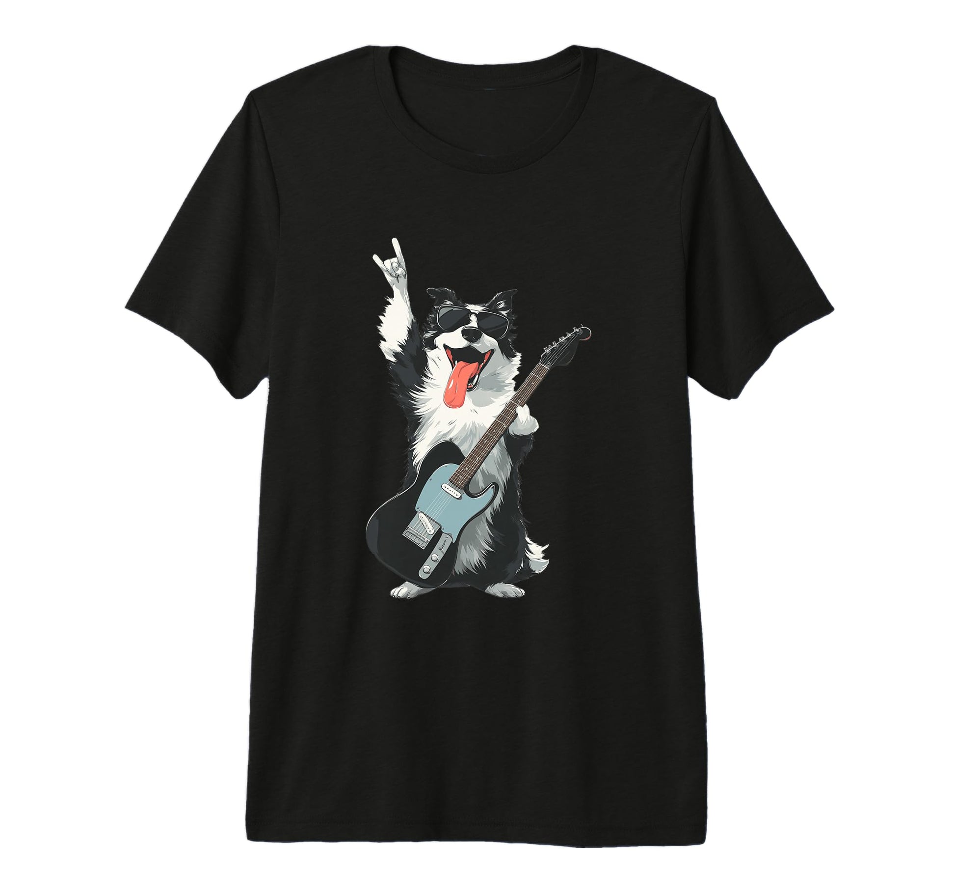 Rock Dog Guitar Playing Pet Tri Blend T-Shirt - Unique Graphic Unisex - T-Shirt, Sweatshirt, Hoodie