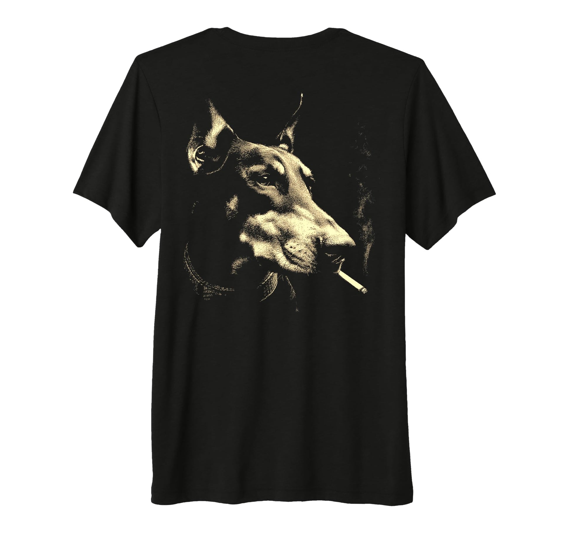 Doberman Smoking Cigarette Grunge T-Shirt - Novelty Apparel for Adults - T-Shirt, Sweatshirt, Hoodie