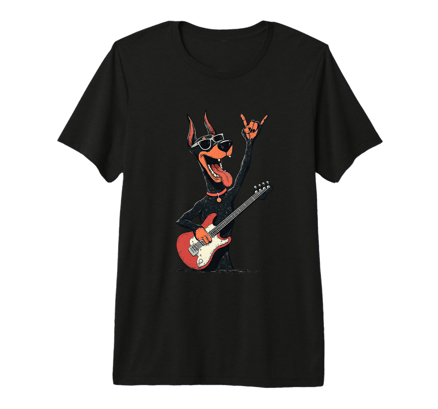 Funny Rock Dog Guitar Playing Cartoon T-Shirt - Fun Novelty Design Unisex - T-Shirt, Sweatshirt, Hoodie
