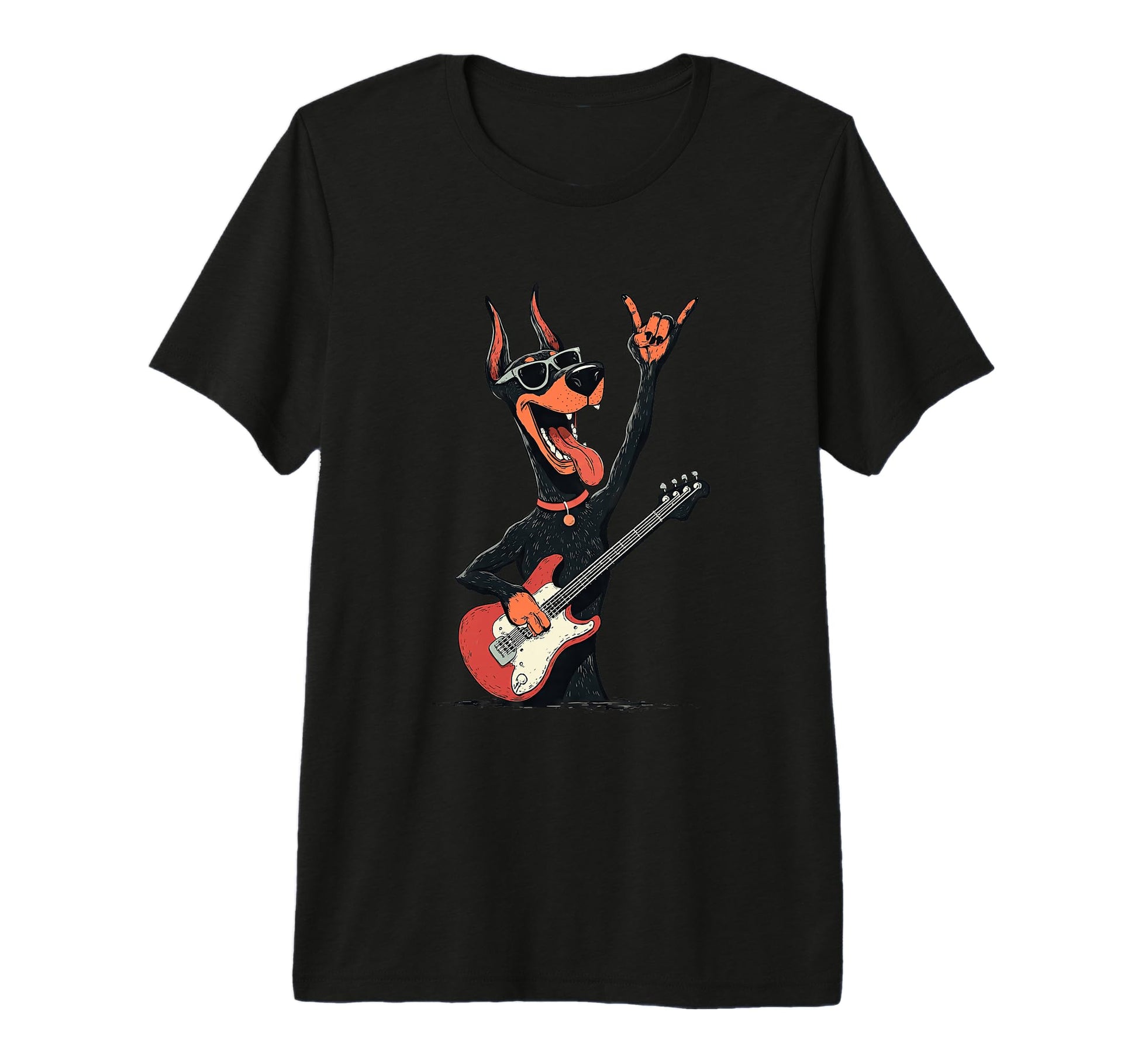 Funny Rock Dog Guitar Playing Cartoon T-Shirt - Fun Novelty Design Unisex - T-Shirt, Sweatshirt, Hoodie