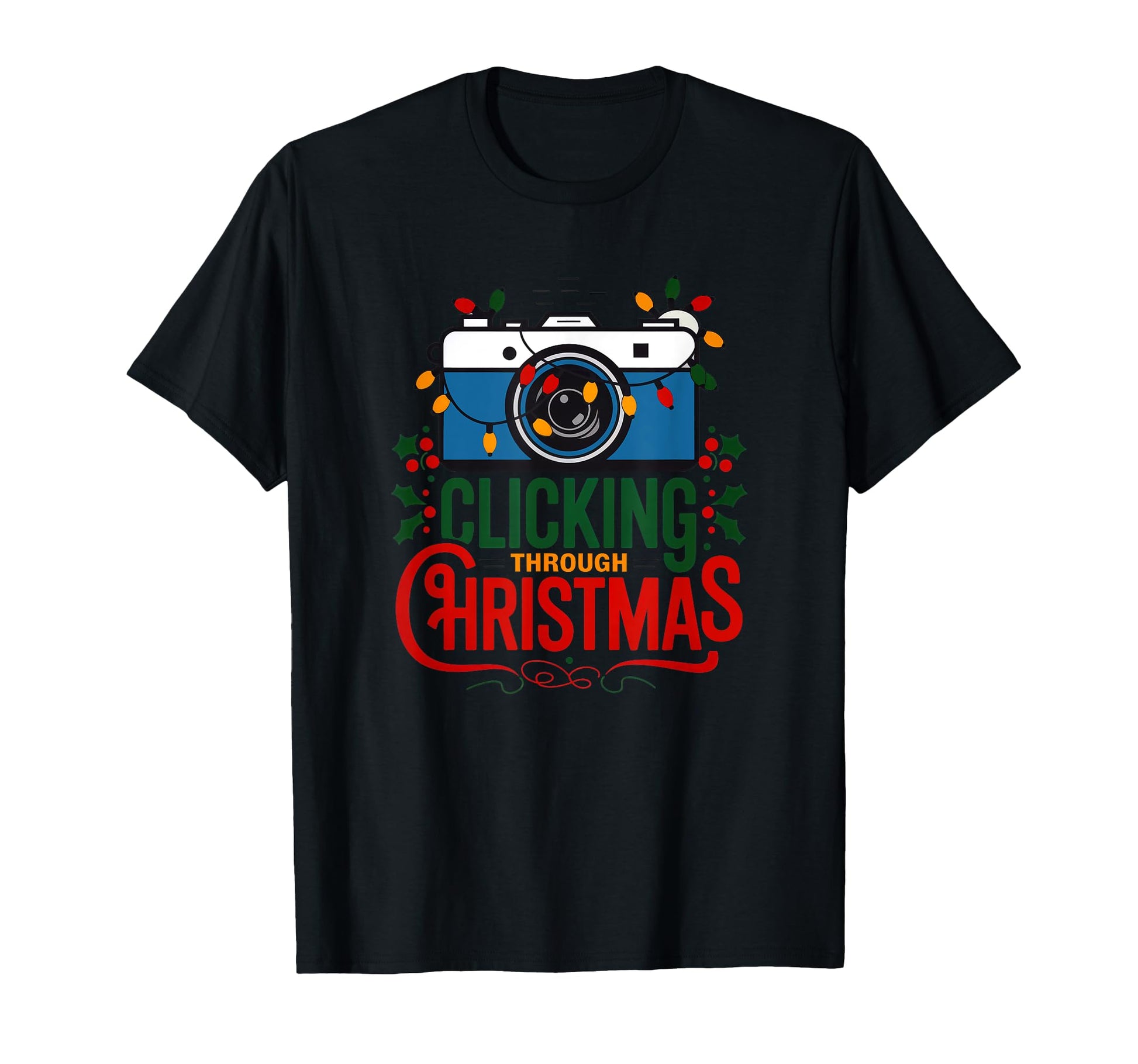 Clicking Through Camera Holiday Light T-Shirt - Unique Graphic Men Women - T-Shirt, Sweatshirt, Hoodie