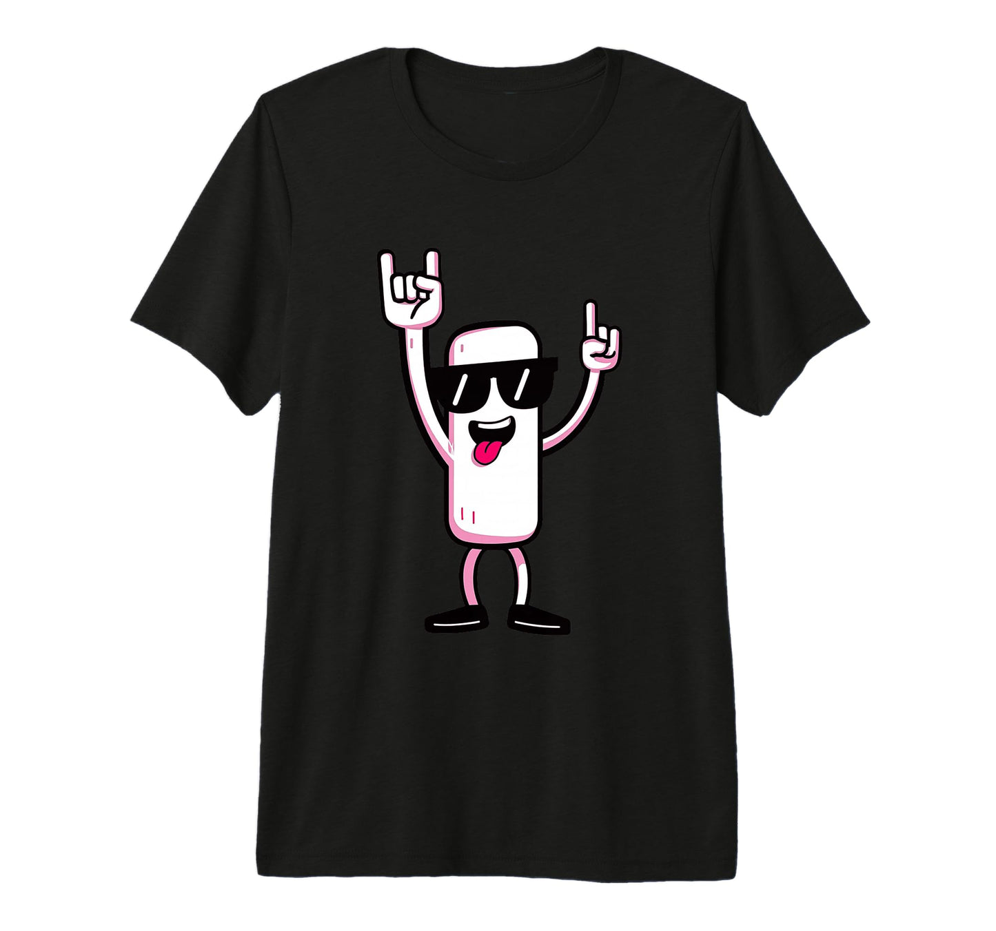 White Mascot Double Rock Hand Signs Punk T-Shirt - Graphic Print Men Women - T-Shirt, Sweatshirt, Hoodie