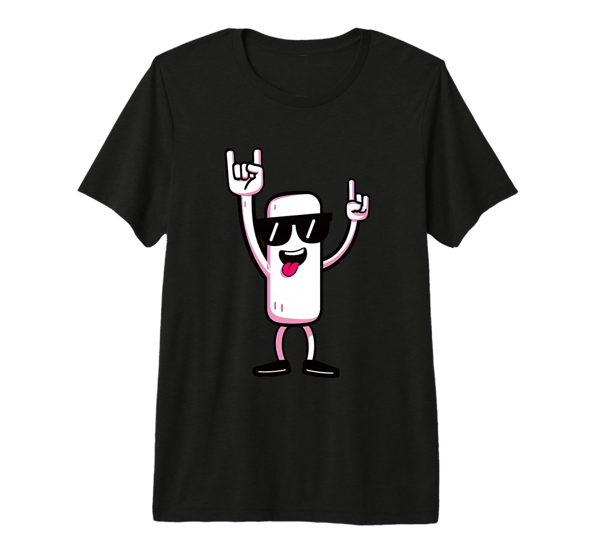 White Mascot Double Rock Hand Signs Punk T-Shirt - Graphic Print Men Women - T-Shirt, Sweatshirt, Hoodie