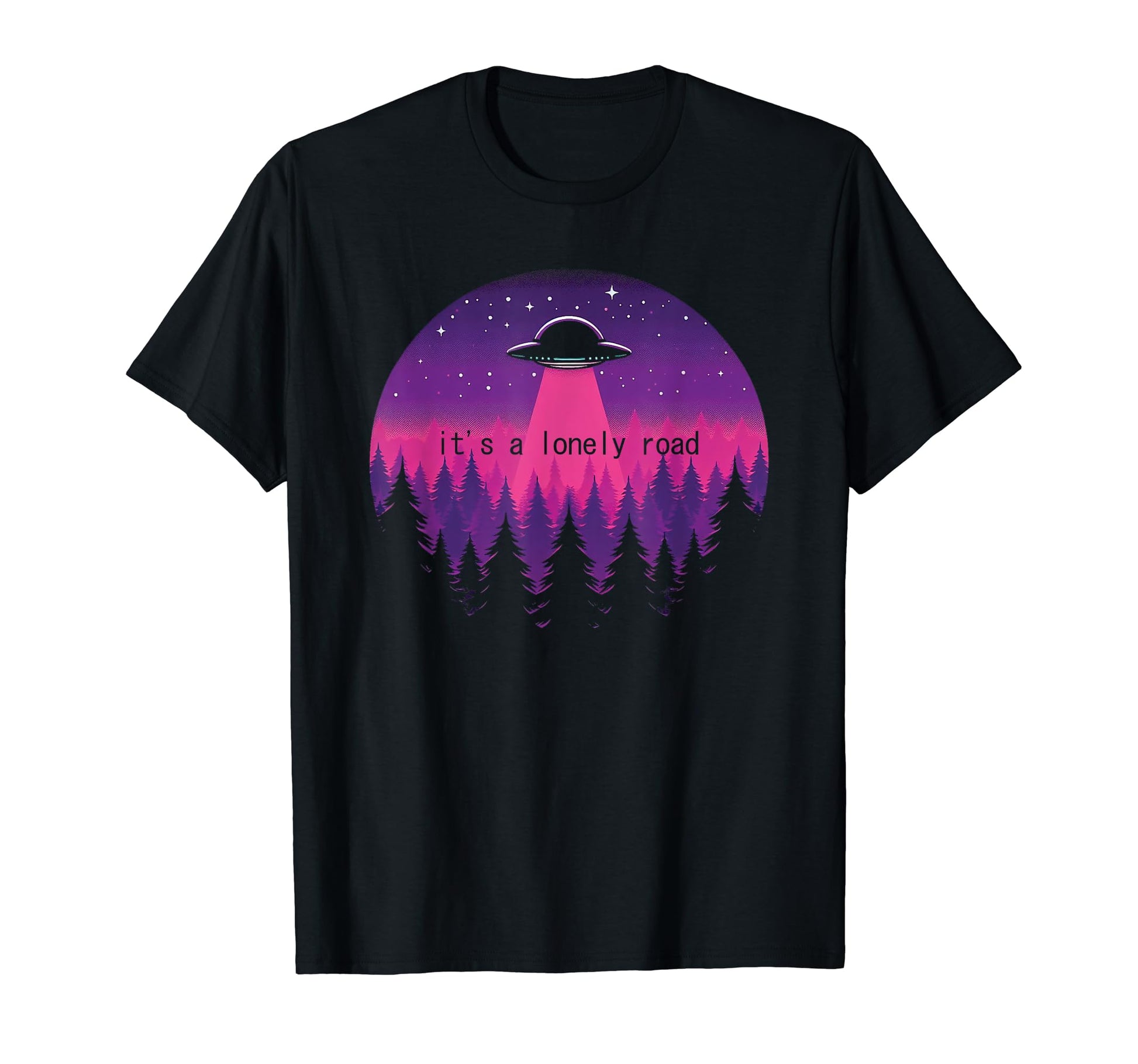 Its Lonely Road Ufo Vaporwave Aesthetic T-Shirt - Streetwear Style Unisex - T-Shirt, Sweatshirt, Hoodie
