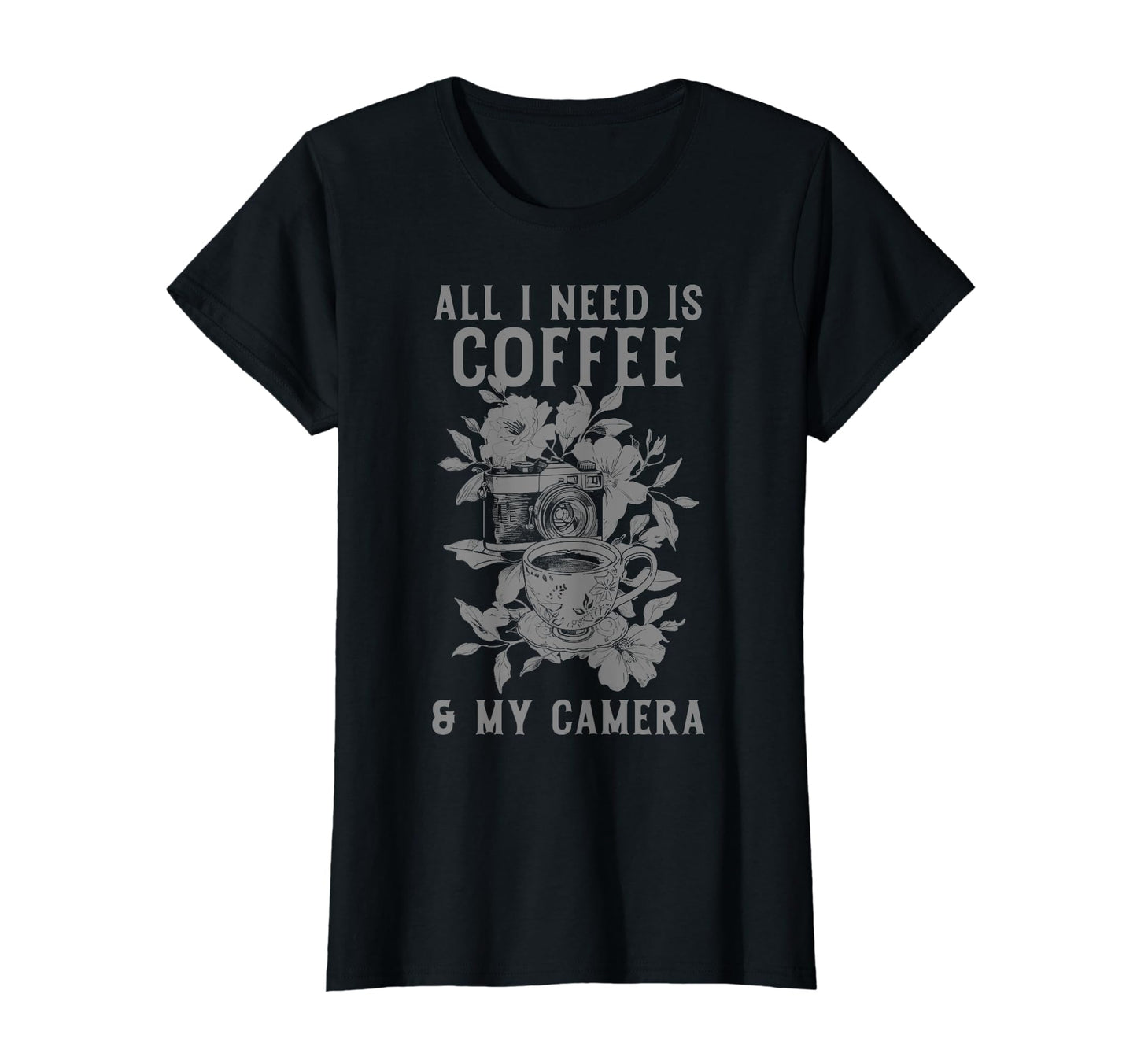 Coffee Camera Photographer Flowers T-Shirt - Aesthetic Graphic Men Women - T-Shirt, Sweatshirt, Hoodie