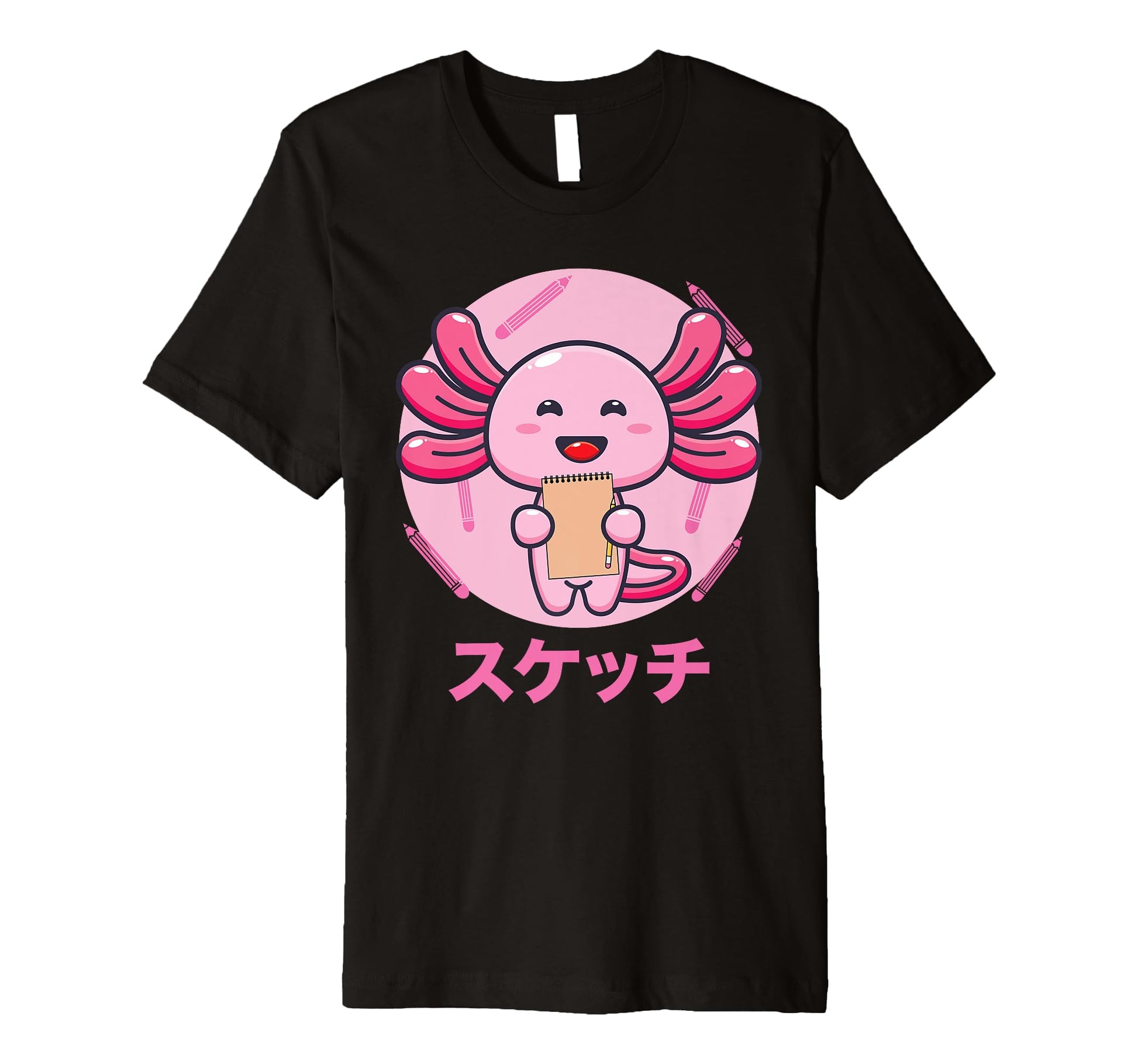 Axolotl Sketching Vaporwave Aesthetics T-Shirt - Graphic Print Unisex - T-Shirt, Sweatshirt, Hoodie