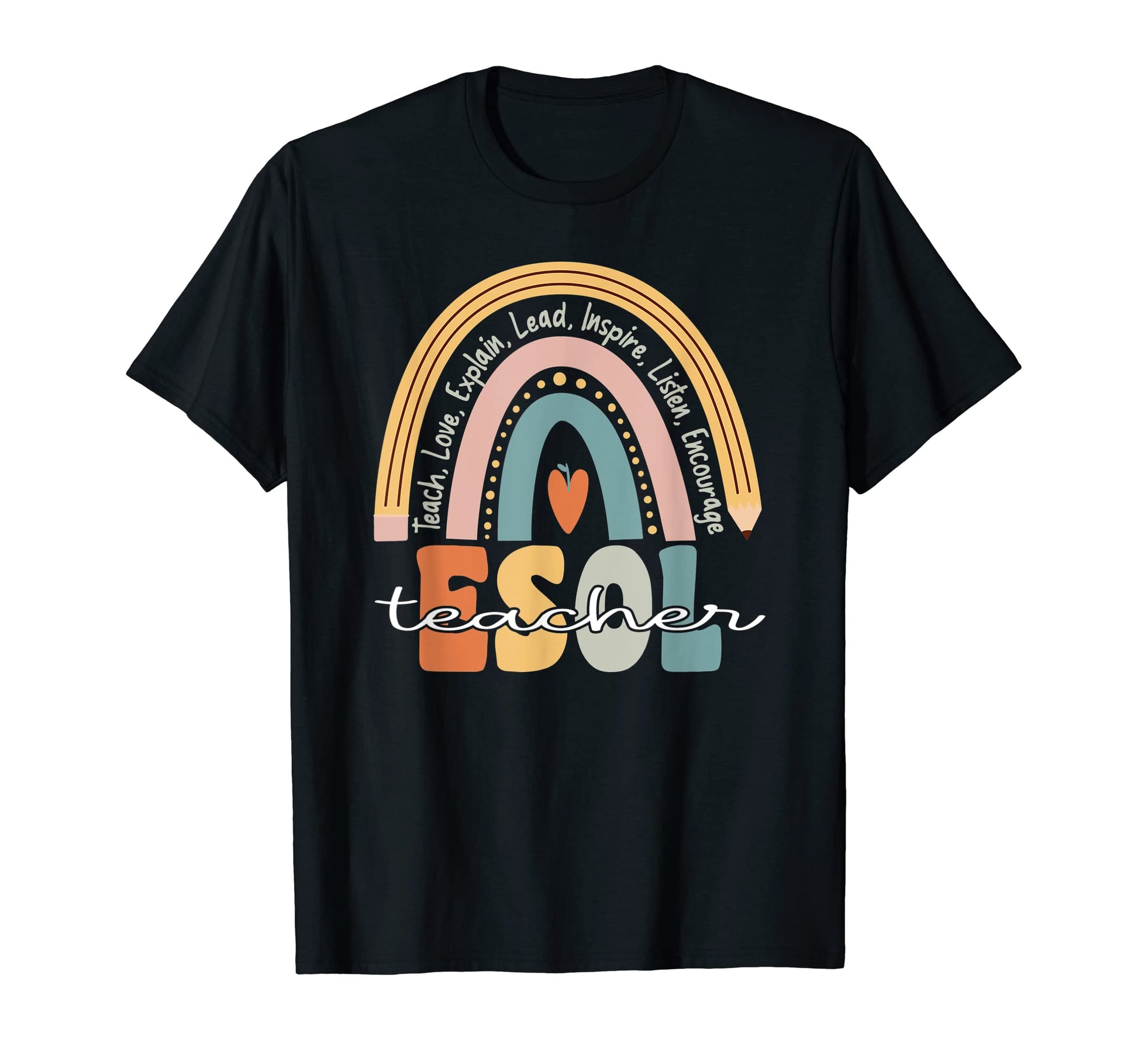 Esol Teacher Groovy Teacher Rainbow T-Shirt - Unique Graphic Unisex - T-Shirt, Sweatshirt, Hoodie