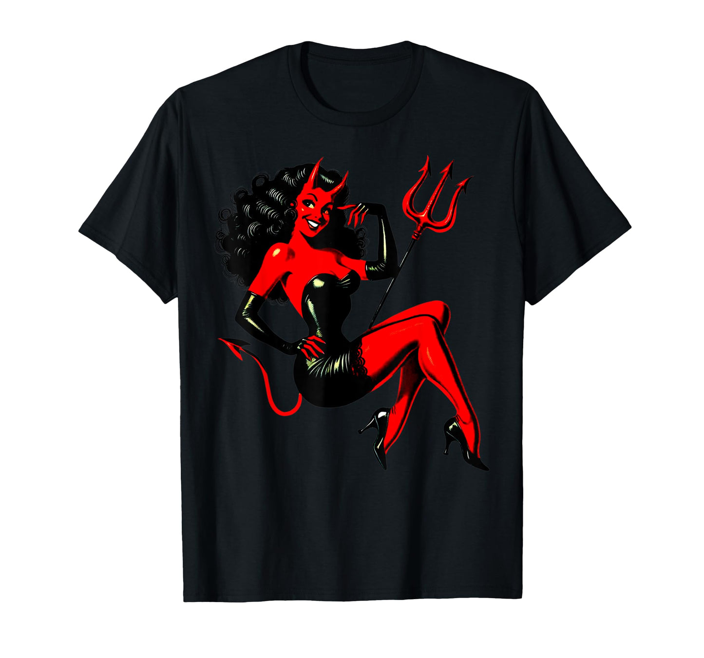 Sexy Devil Pin Up Lazy Halloween T-Shirt - Novelty Apparel for Adults - T-Shirt, Sweatshirt, Hoodie