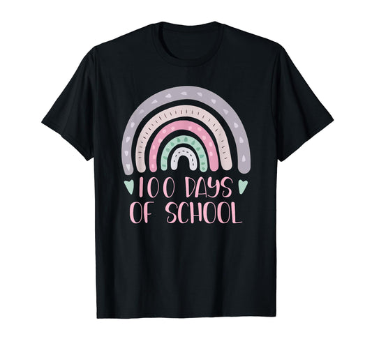 100 Days School Teacher Student Rainbow T-Shirt - Unique Graphic Unisex - T-Shirt, Sweatshirt, Hoodie