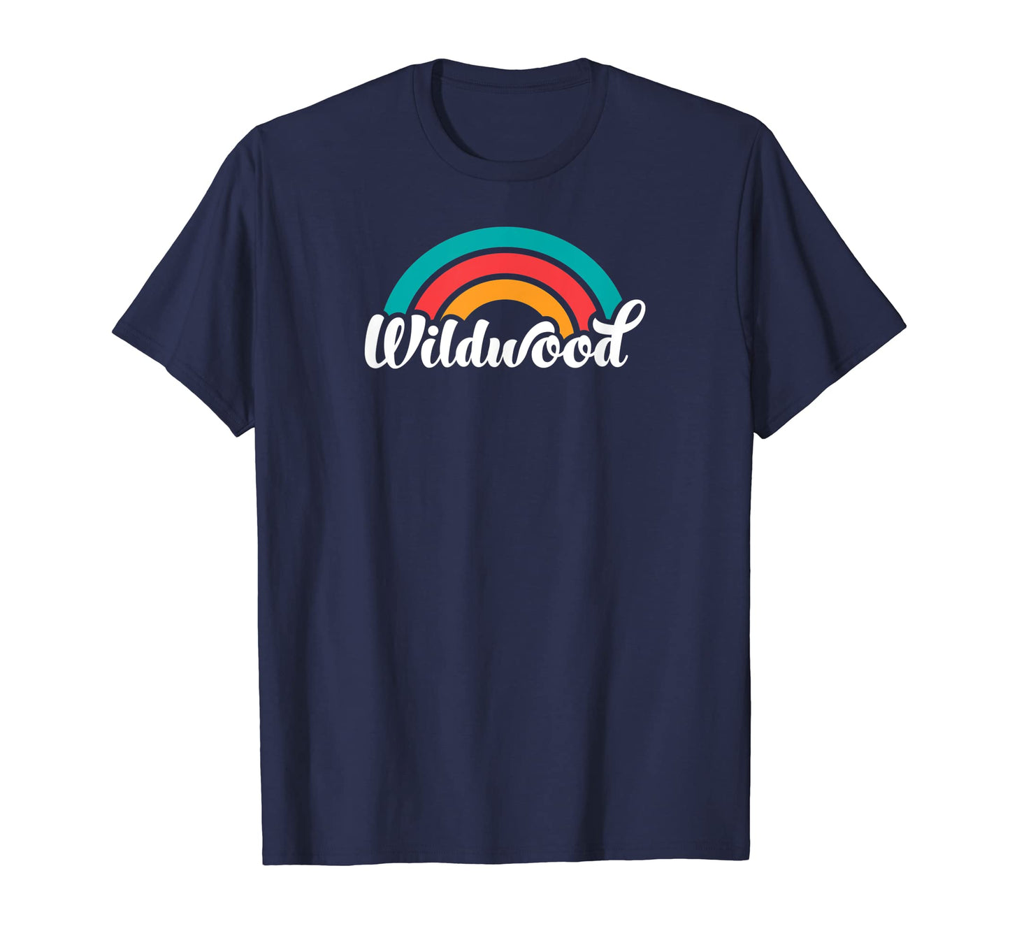 Wildwood Nj Script Rainbow T-Shirt - Graphic Print Unisex - T-Shirt, Sweatshirt, Hoodie