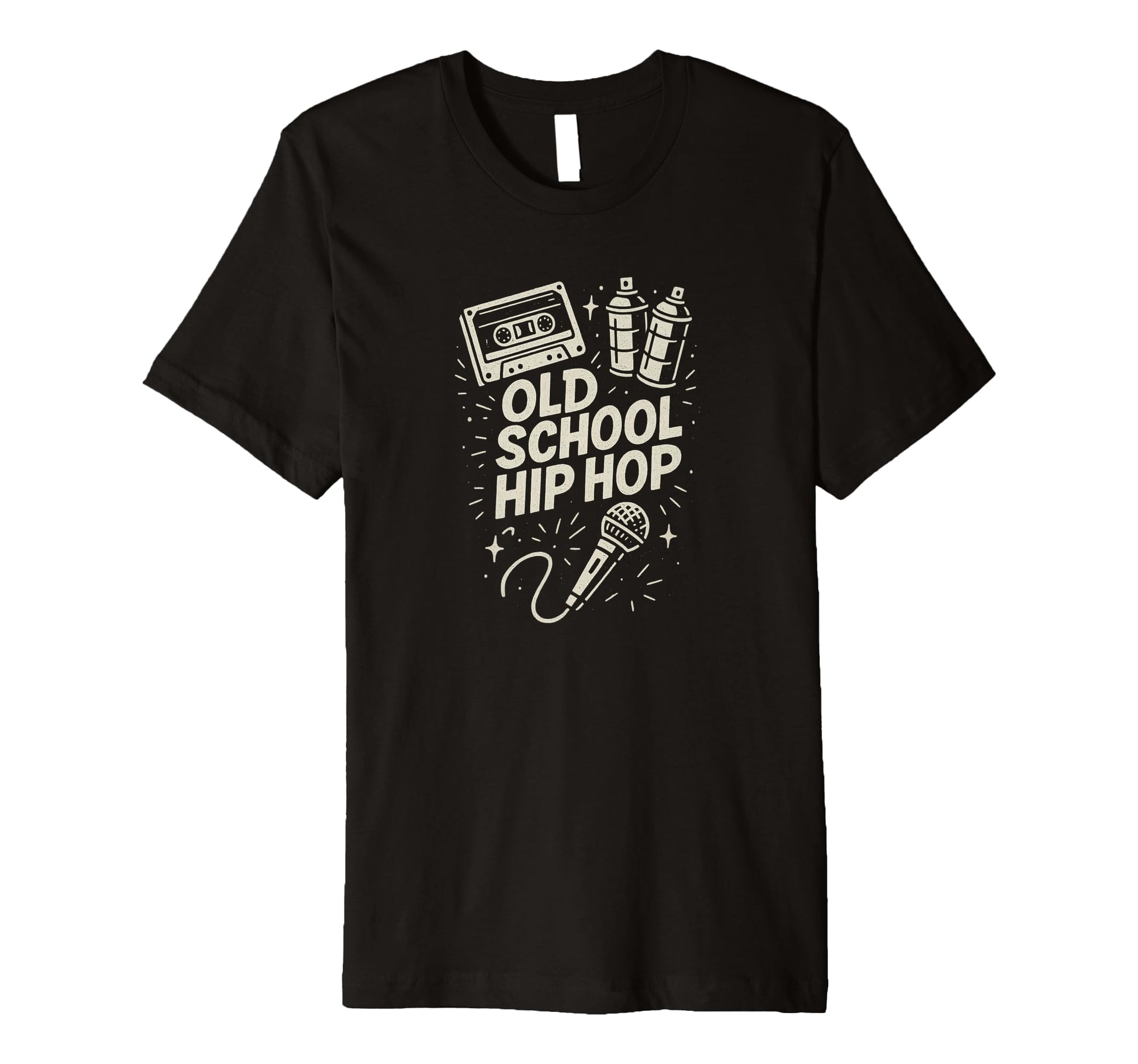 Raised Old School Hip Hop Rap Music Mic T-Shirt - Custom Art Print Unisex - T-Shirt, Sweatshirt, Hoodie