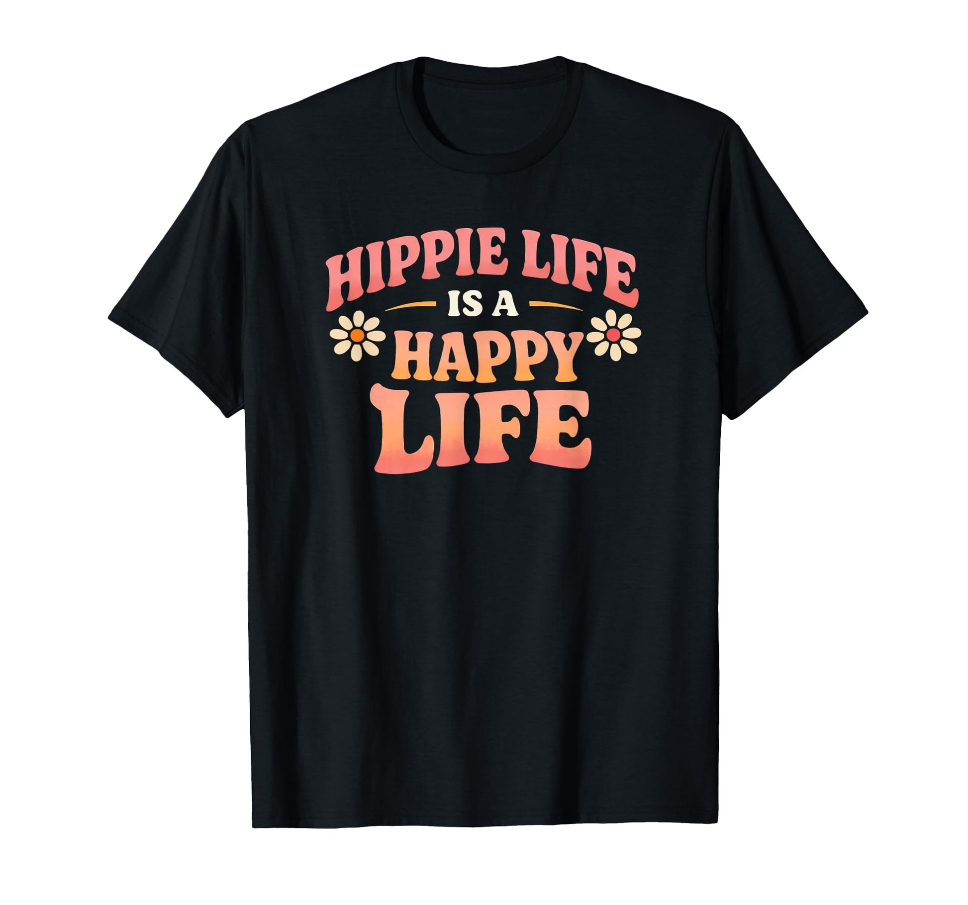 Hippie Life Is Happy Life Boho Flower T-Shirt - Minimalist Print Men Women - T-Shirt, Sweatshirt, Hoodie