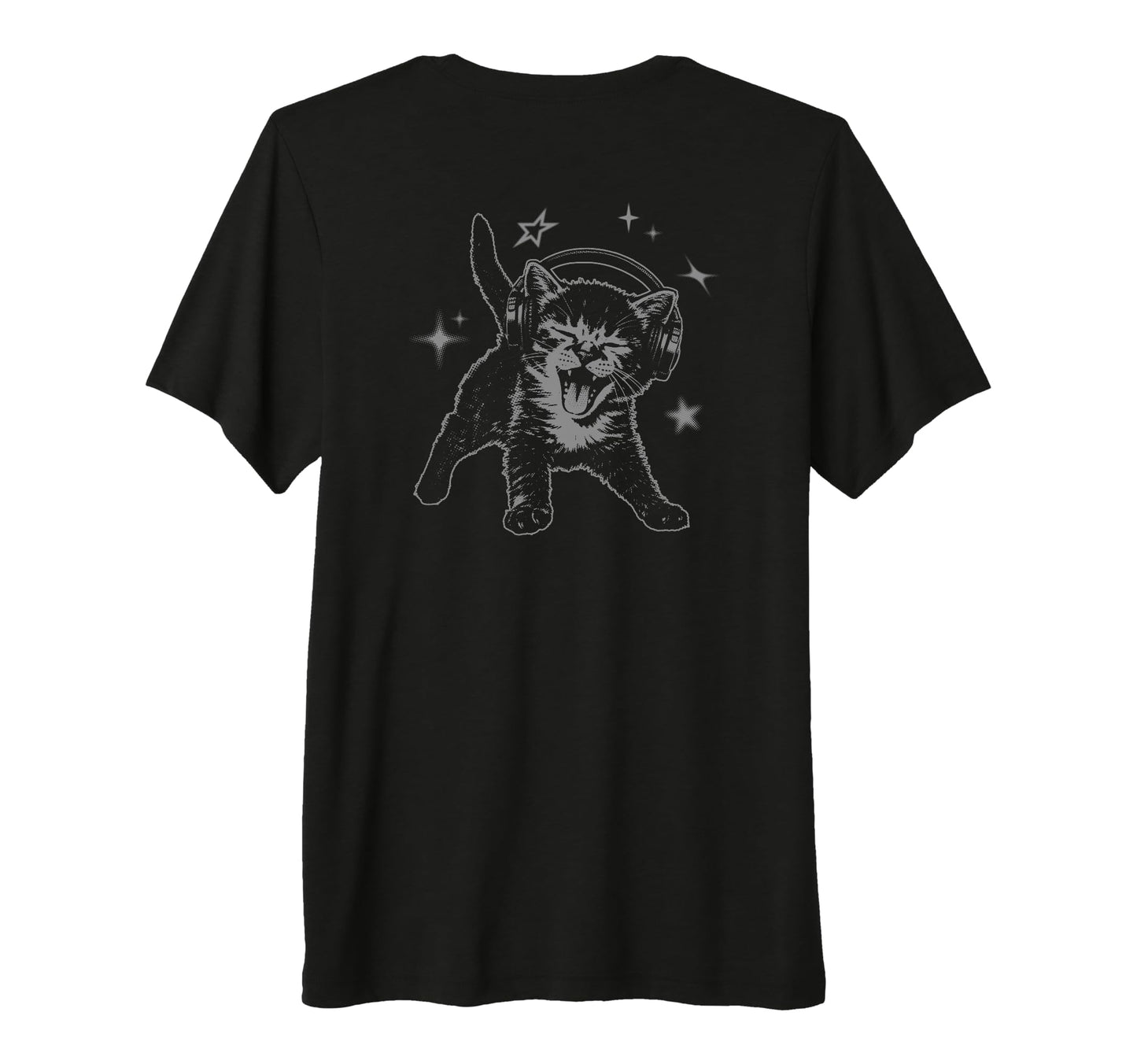 Cat Headphones Stars Silly 90S T-Shirt - Casual Everyday Wear Men Women - T-Shirt, Sweatshirt, Hoodie