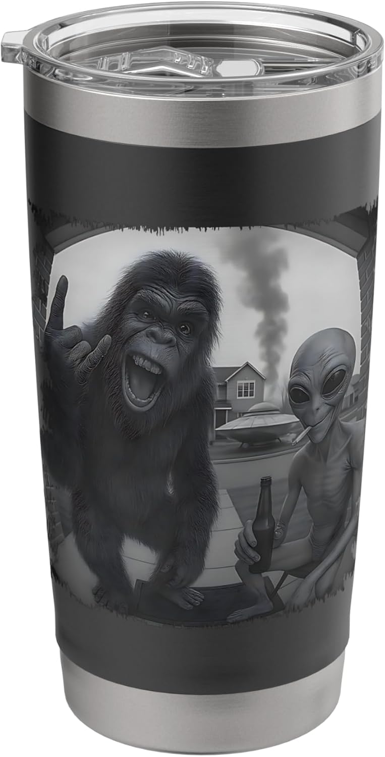 Funny UFO Bigfoot And Alien - Adult & Kids T-Shirts, Sweatshirts & Hoodies apparel design preview 1