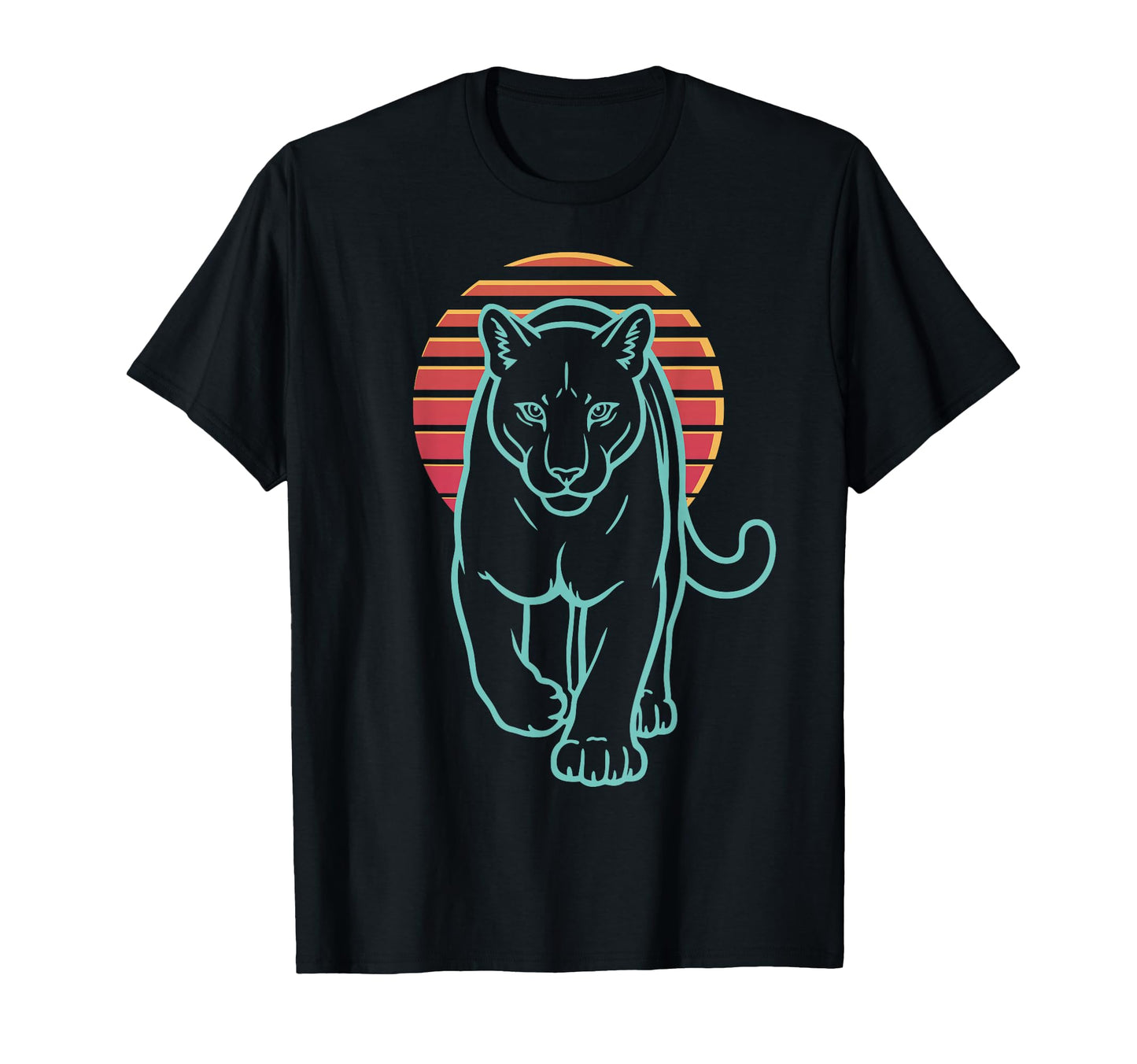 Mountain Lion Animal Synthwave 80S T-Shirt - Casual Everyday Wear Unisex - T-Shirt, Sweatshirt, Hoodie