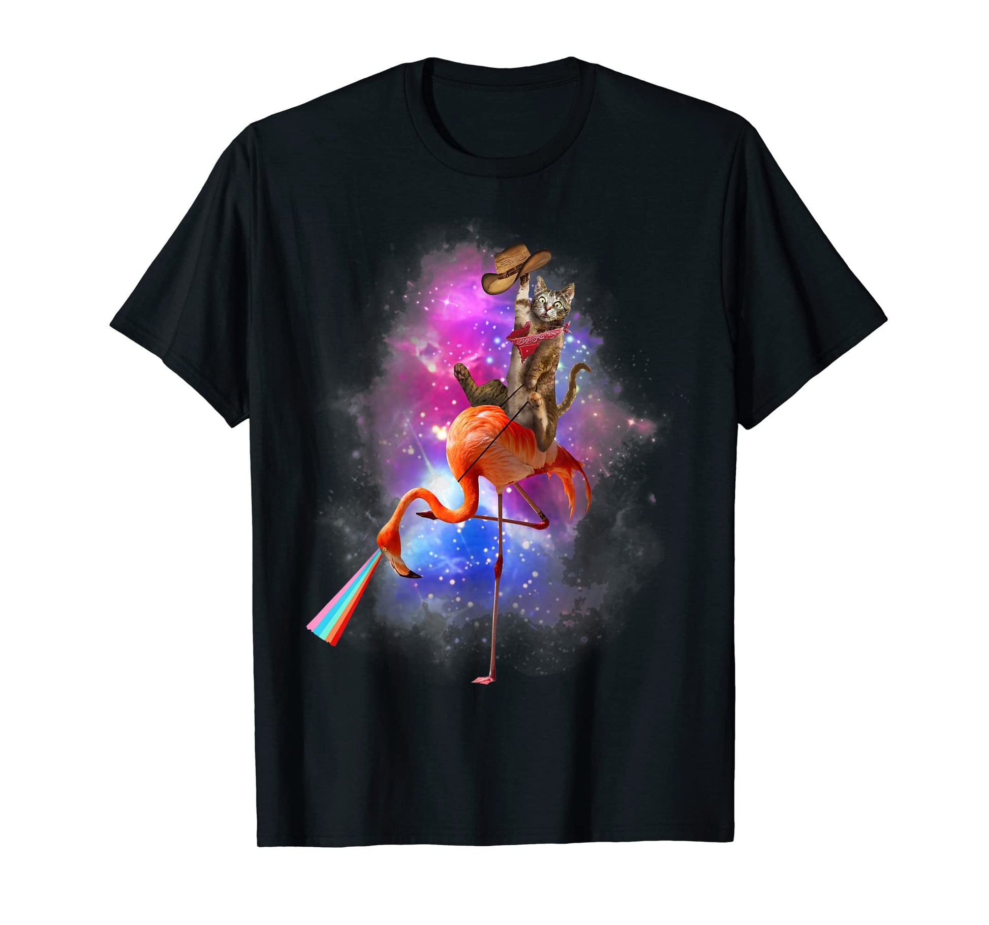 Cat Kitten Riding Flamingo Cowboy T-Shirt - Streetwear Style Men Women - T-Shirt, Sweatshirt, Hoodie
