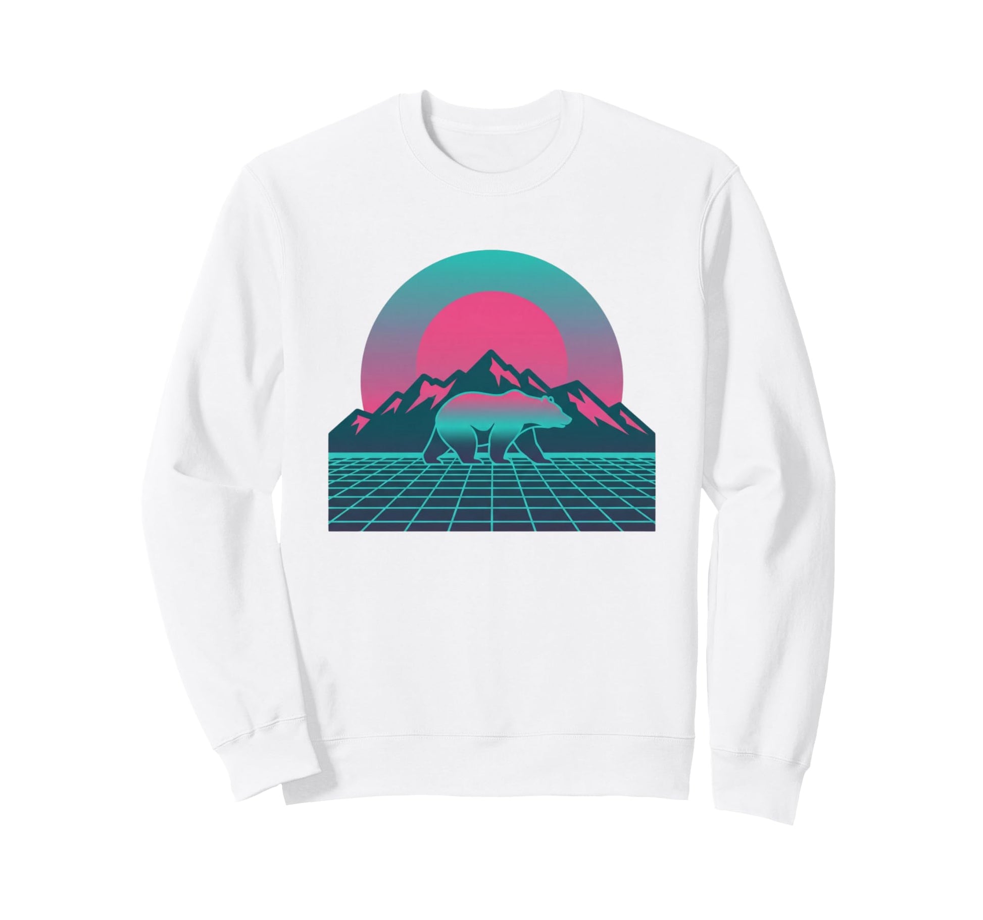 Bear Sunset Mountain Vaporwave Sweatshirt - Custom Art Print for Adults - T-Shirt, Sweatshirt, Hoodie