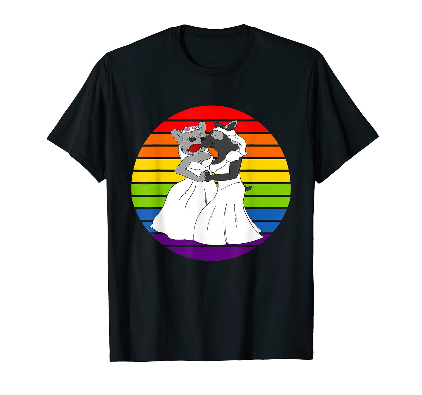 Lesbian French Bulldog Couple T-Shirt - Custom Art Print for Adults - T-Shirt, Sweatshirt, Hoodie