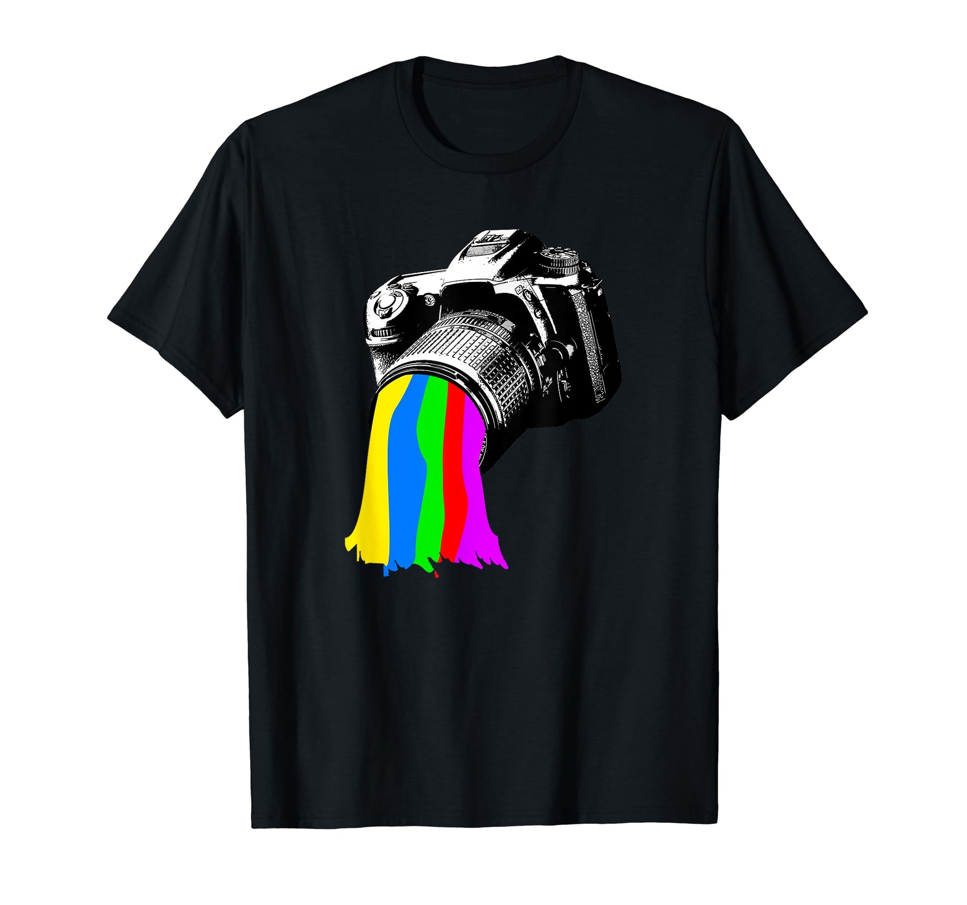 Photographer Camera Rainbow T-Shirt - Casual Everyday Wear Unisex - T-Shirt, Sweatshirt, Hoodie