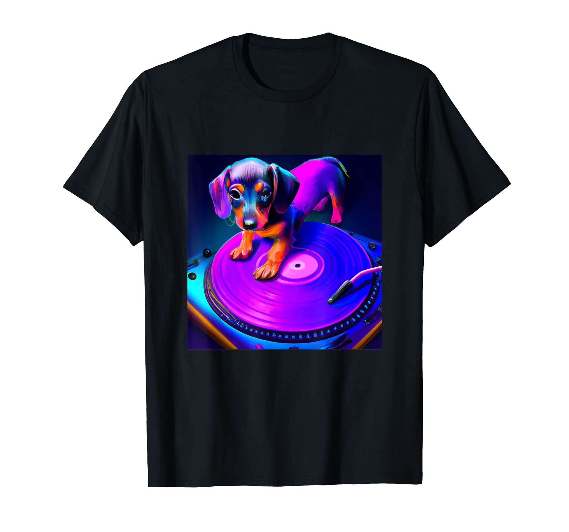 Dachshund Dj Vaporwave Aesthetic Dog T-Shirt - Graphic Print Unisex - T-Shirt, Sweatshirt, Hoodie