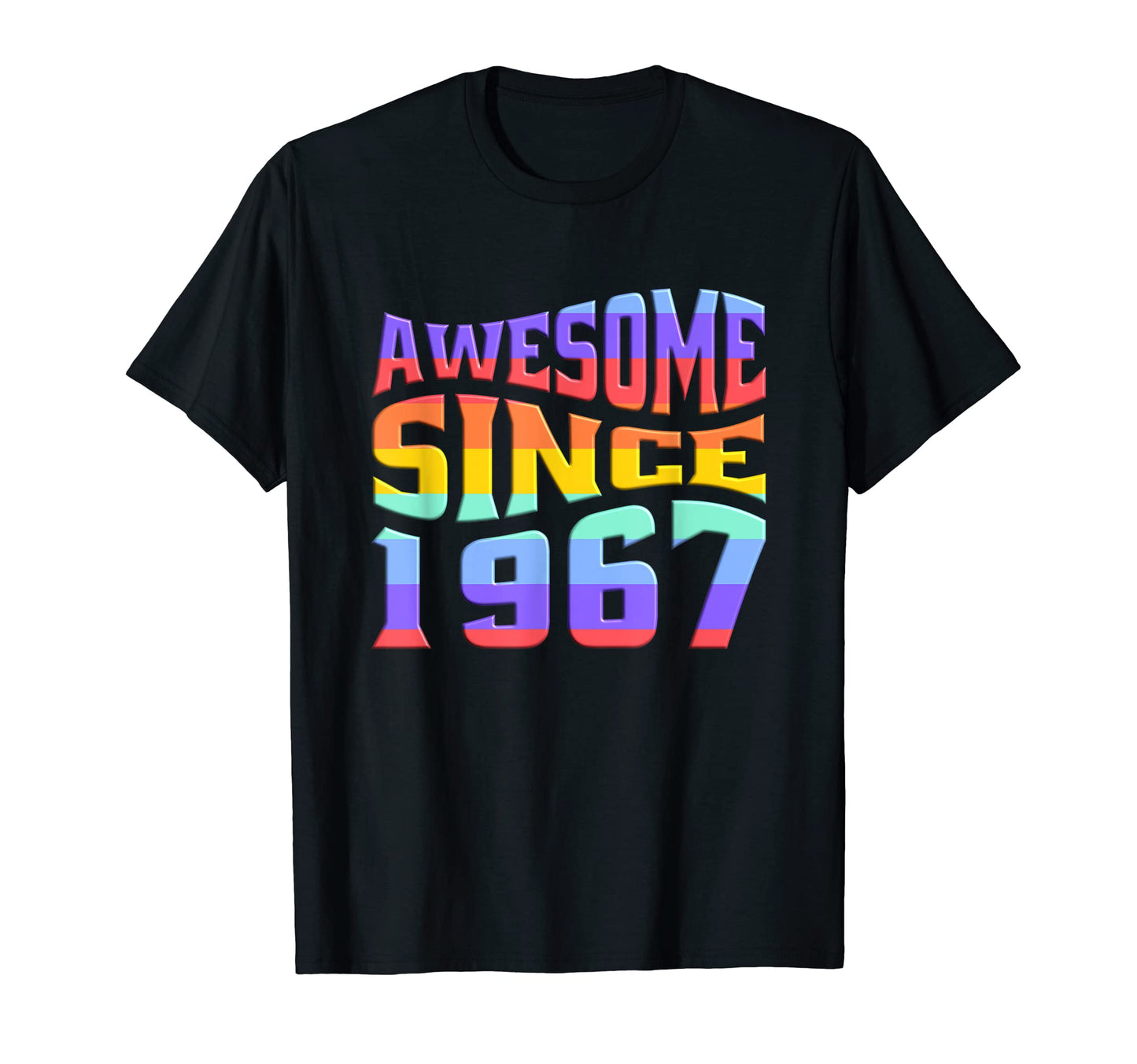 Awesome Since 1967 Rainbow 56 Years Old T-Shirt - Custom Art Print Unisex - T-Shirt, Sweatshirt, Hoodie