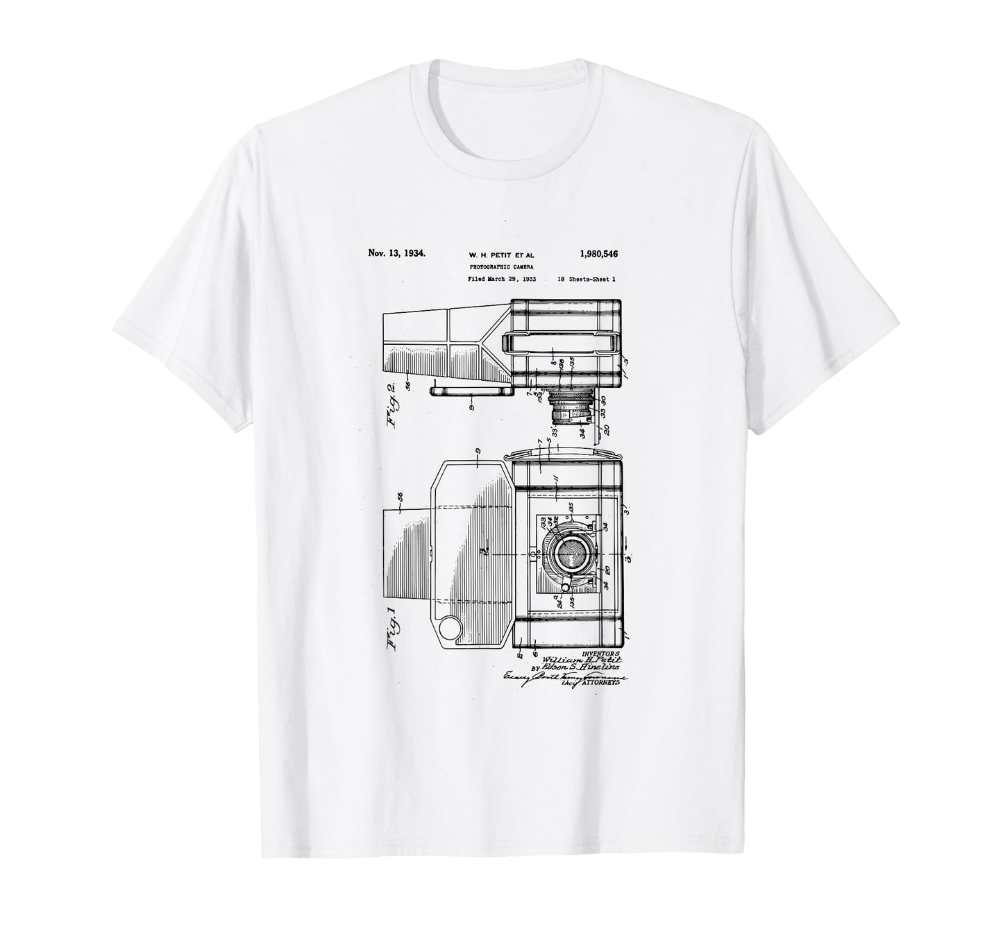 Camera Photographic Patent 1934 T-Shirt - Streetwear Style Men Women - T-Shirt, Sweatshirt, Hoodie