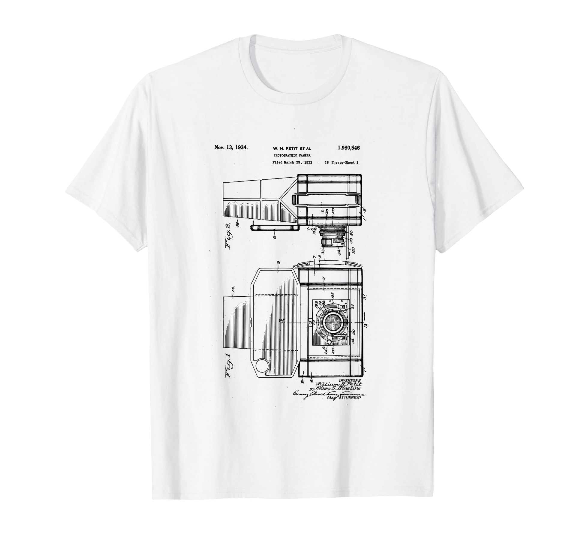 Camera Photographic Patent 1934 T-Shirt - Streetwear Style Men Women - T-Shirt, Sweatshirt, Hoodie