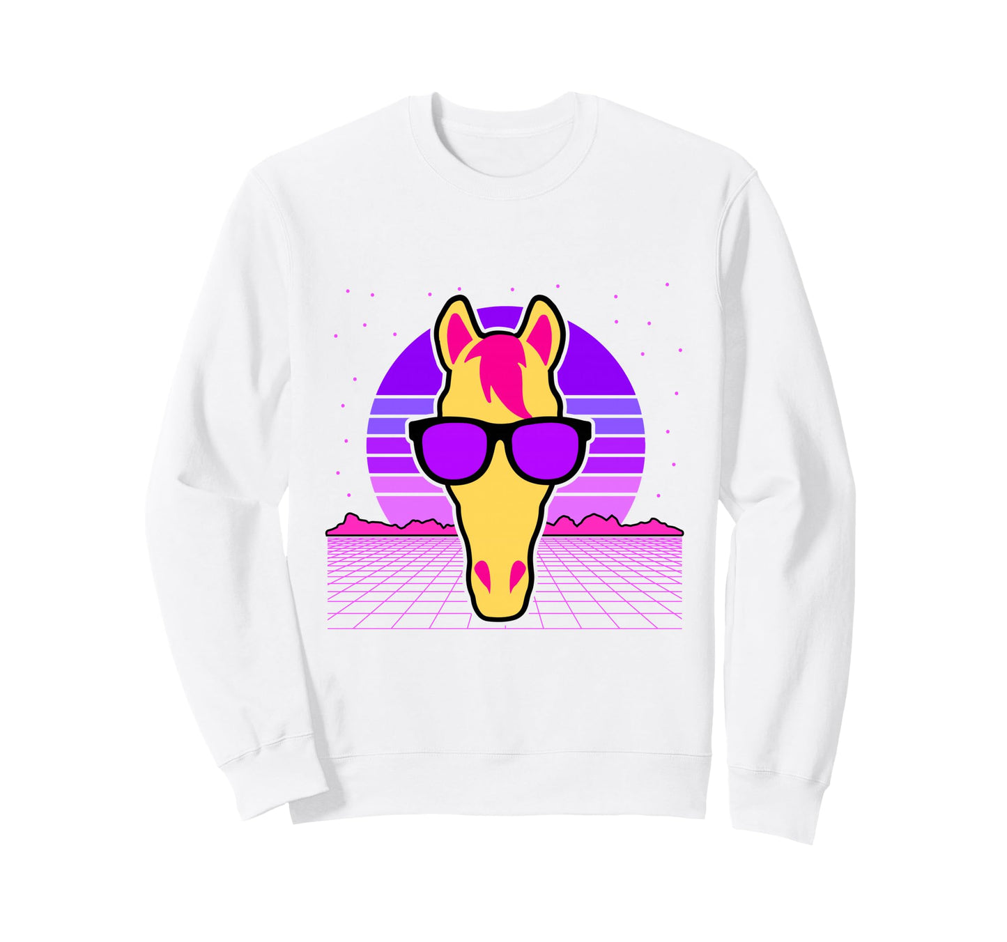 Aesthetic Vaporwave Outfits Horse Sweatshirt - Graphic Print Unisex - T-Shirt, Sweatshirt, Hoodie