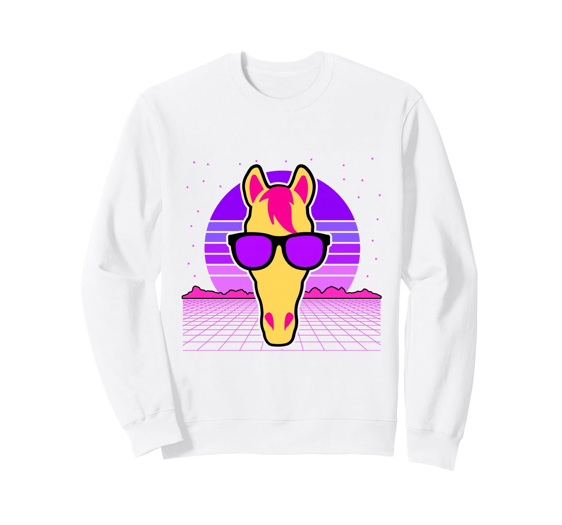 Aesthetic Vaporwave Outfits Horse Sweatshirt - Graphic Print Unisex - T-Shirt, Sweatshirt, Hoodie