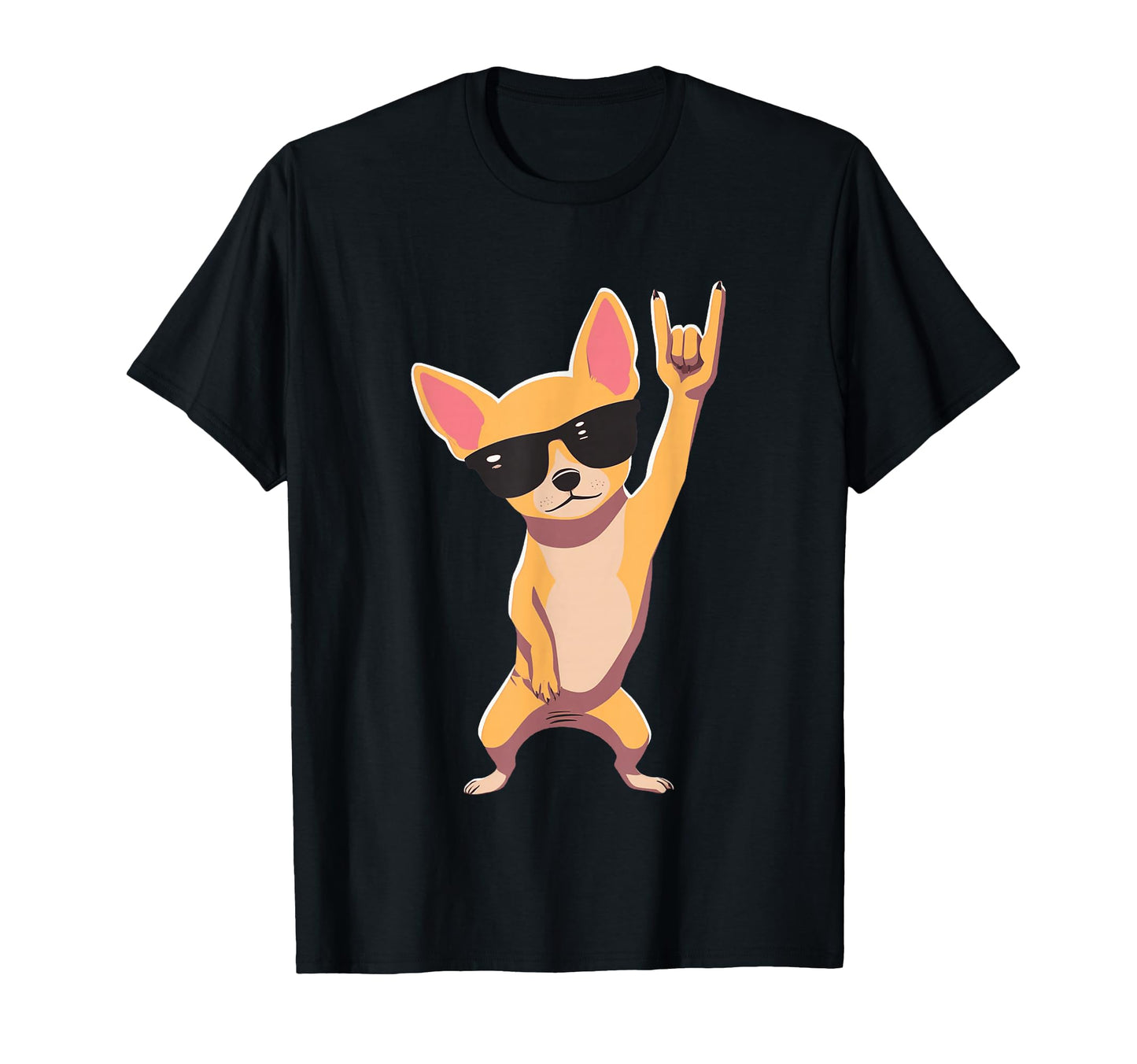 Chihuahua Dog Rock Hand Sign T-Shirt - Minimalist Print for Adults - T-Shirt, Sweatshirt, Hoodie