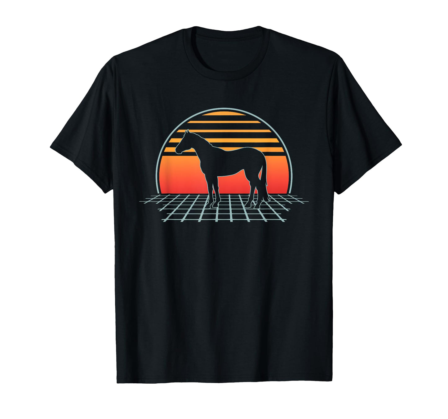 Horse 70S 80S Animal Vaporwave T-Shirt - Fun Novelty Design Unisex - T-Shirt, Sweatshirt, Hoodie