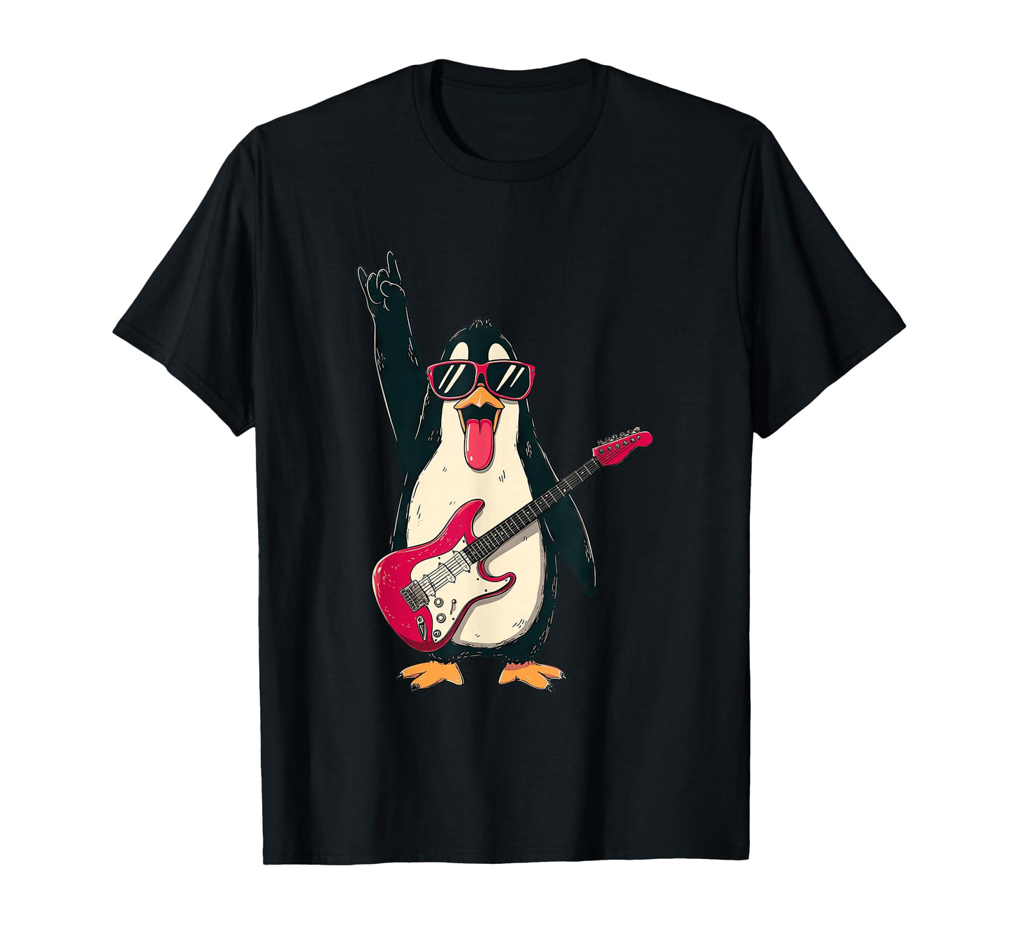 Rockstar Penguin Sunglasses Electric T-Shirt - Custom Art Print Unisex - T-Shirt, Sweatshirt, Hoodie