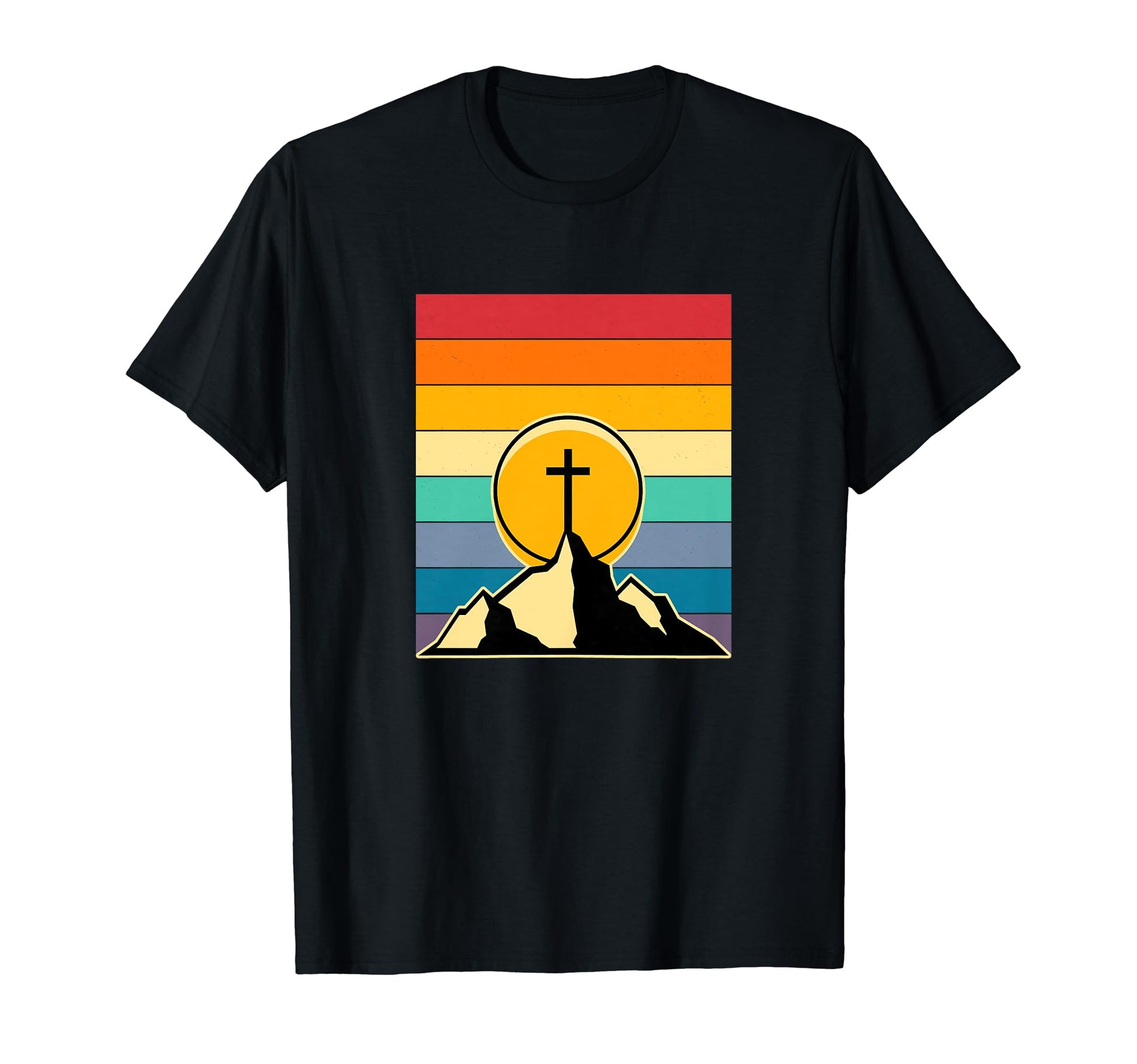Christian Mountain Rainbow T-Shirt - Unique Graphic Men Women - T-Shirt, Sweatshirt, Hoodie