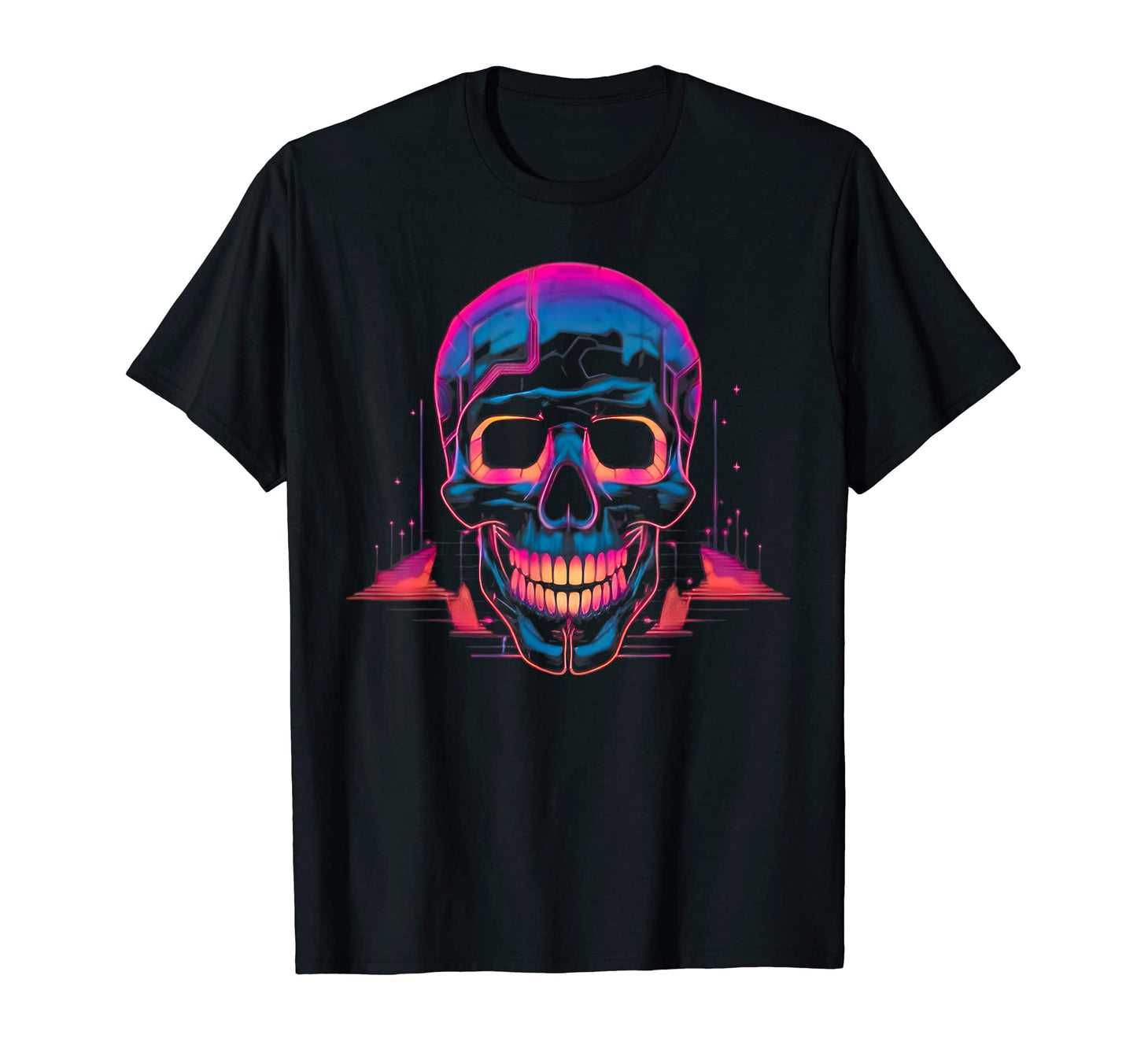 Synthwave Aesthetic Skull Vaporwave T-Shirt - Custom Art Print Men Women - T-Shirt, Sweatshirt, Hoodie