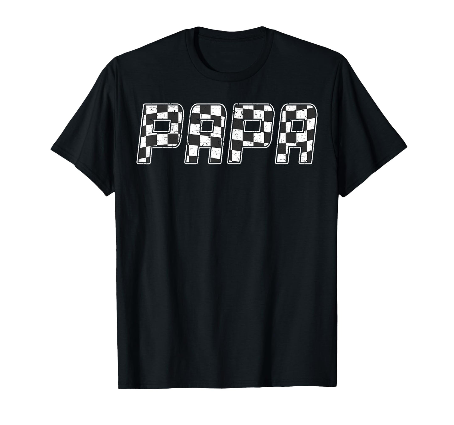 Papa Racing Race Car Papa Checkered T-Shirt - Minimalist Print for Adults - T-Shirt, Sweatshirt, Hoodie